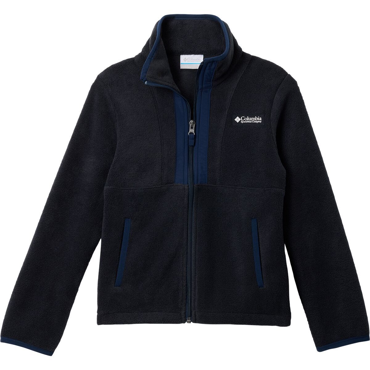 Image of Columbia Back Bowl II Full-Zip Fleece Jacket - Kids' Black/Collegiate Navy, L
