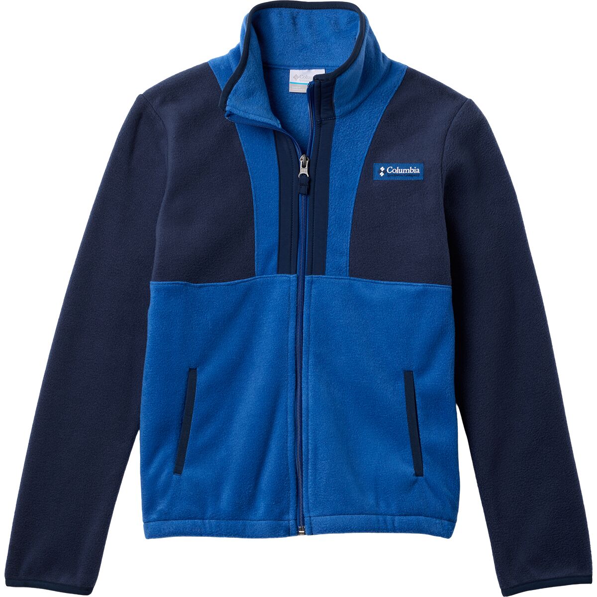 Image of Columbia Back Bowl II Full-Zip Fleece Jacket - Kids' Collegiate Navy/Mountain Blue, XL