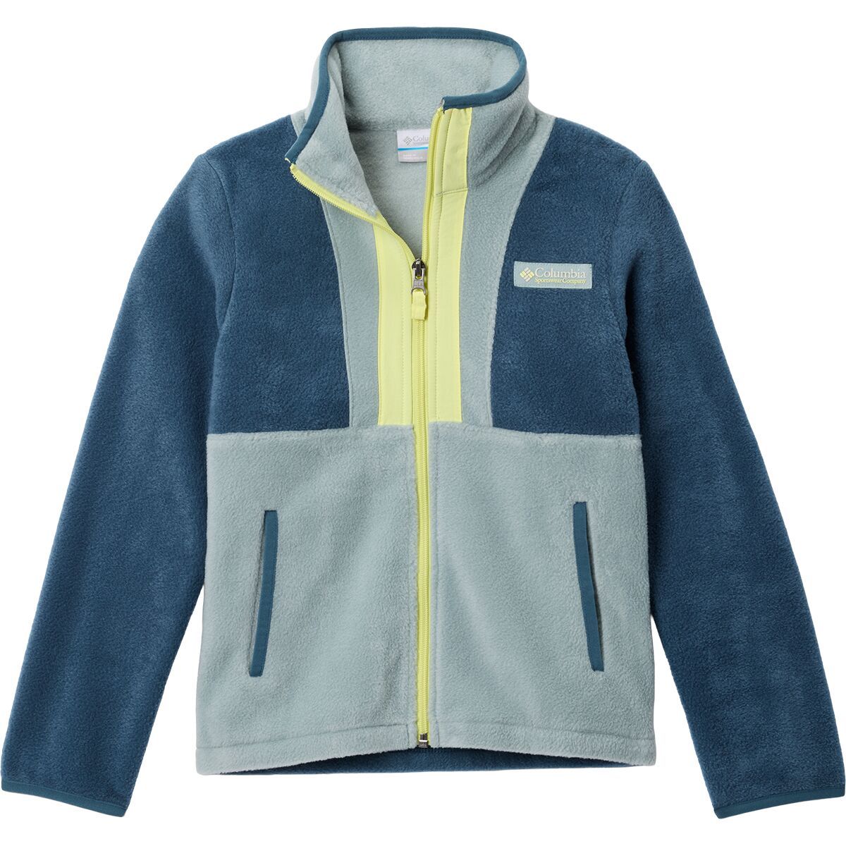 Image of Columbia Back Bowl II Full-Zip Fleece Jacket - Kids' Everblue/Crushed Blue/Neon Light, M