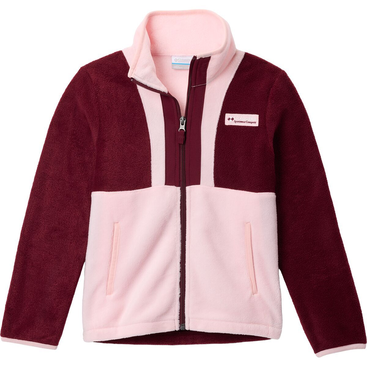 Image of Columbia Back Bowl II Full-Zip Fleece Jacket - Kids' Rich Wine/Satin Pink, XL