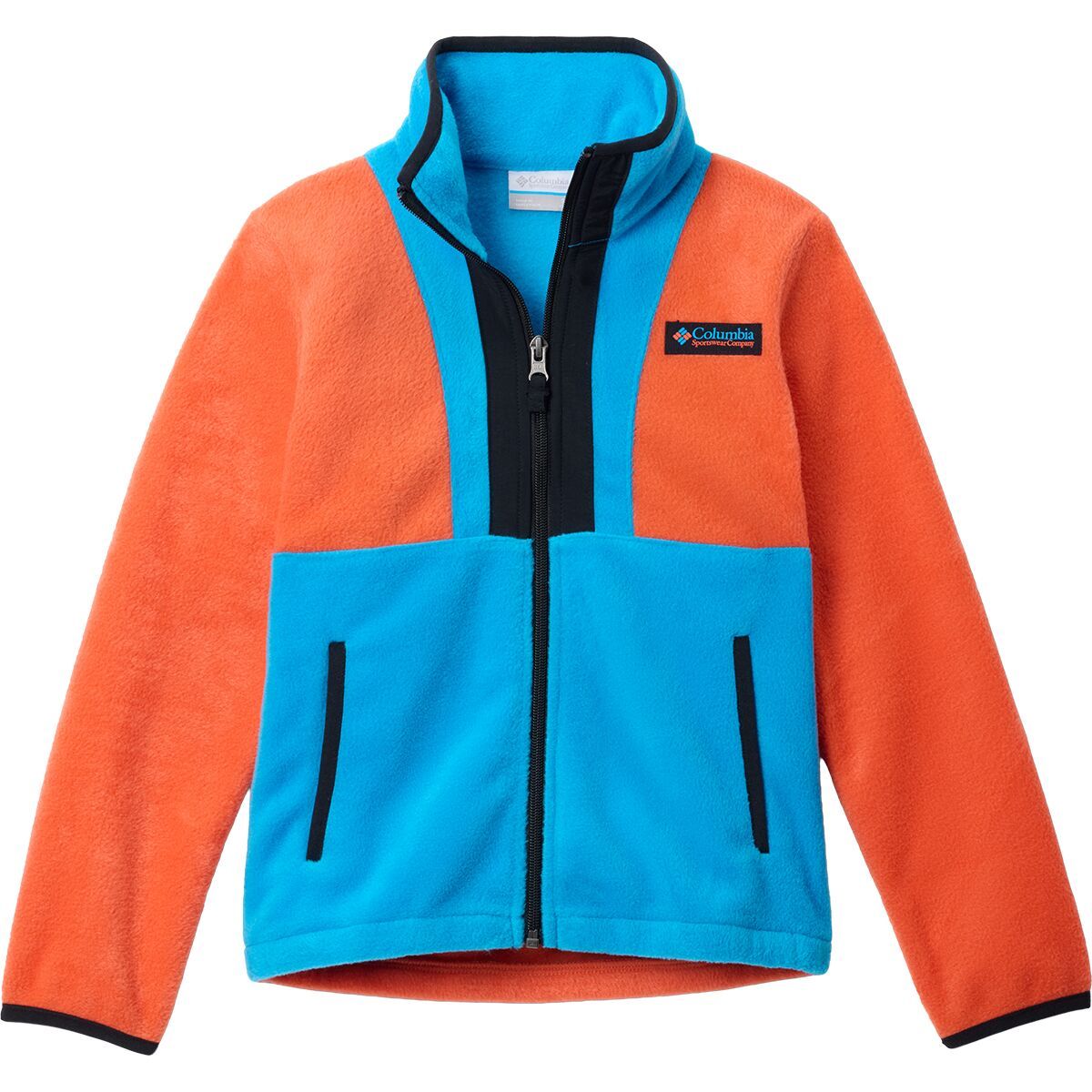 Image of Columbia Back Bowl II Full-Zip Fleece Jacket - Kids' Zing/Compass Blue/Black, M