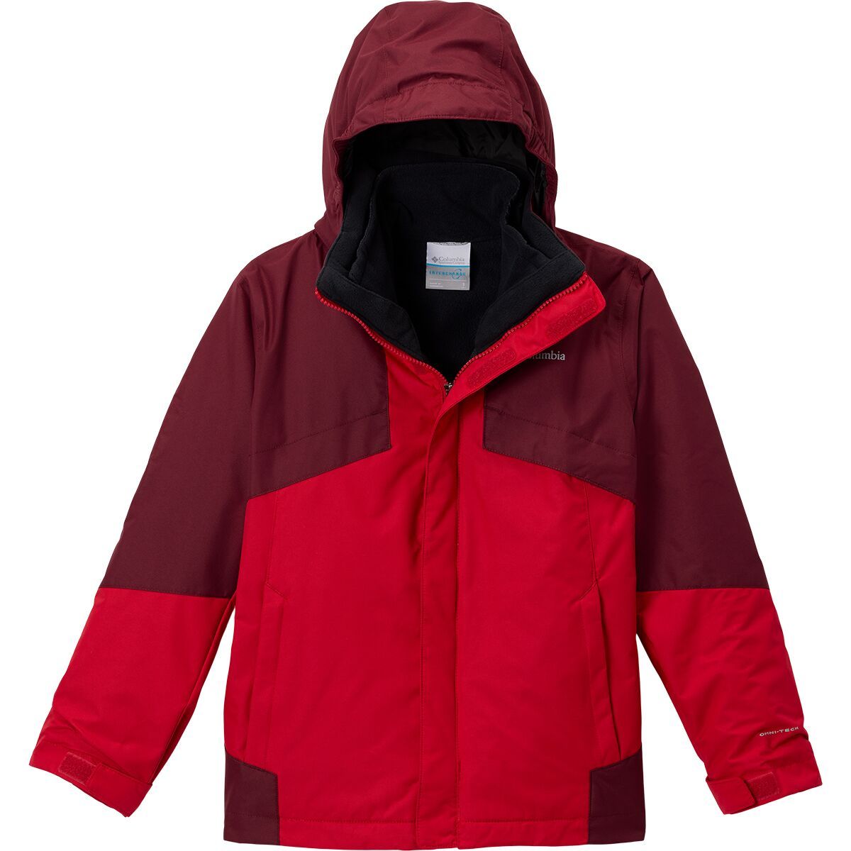 Image of Columbia Bugaboo III Fleece Interchange Jacket - Boys' Mountain Red/Rich Wine/Black, L
