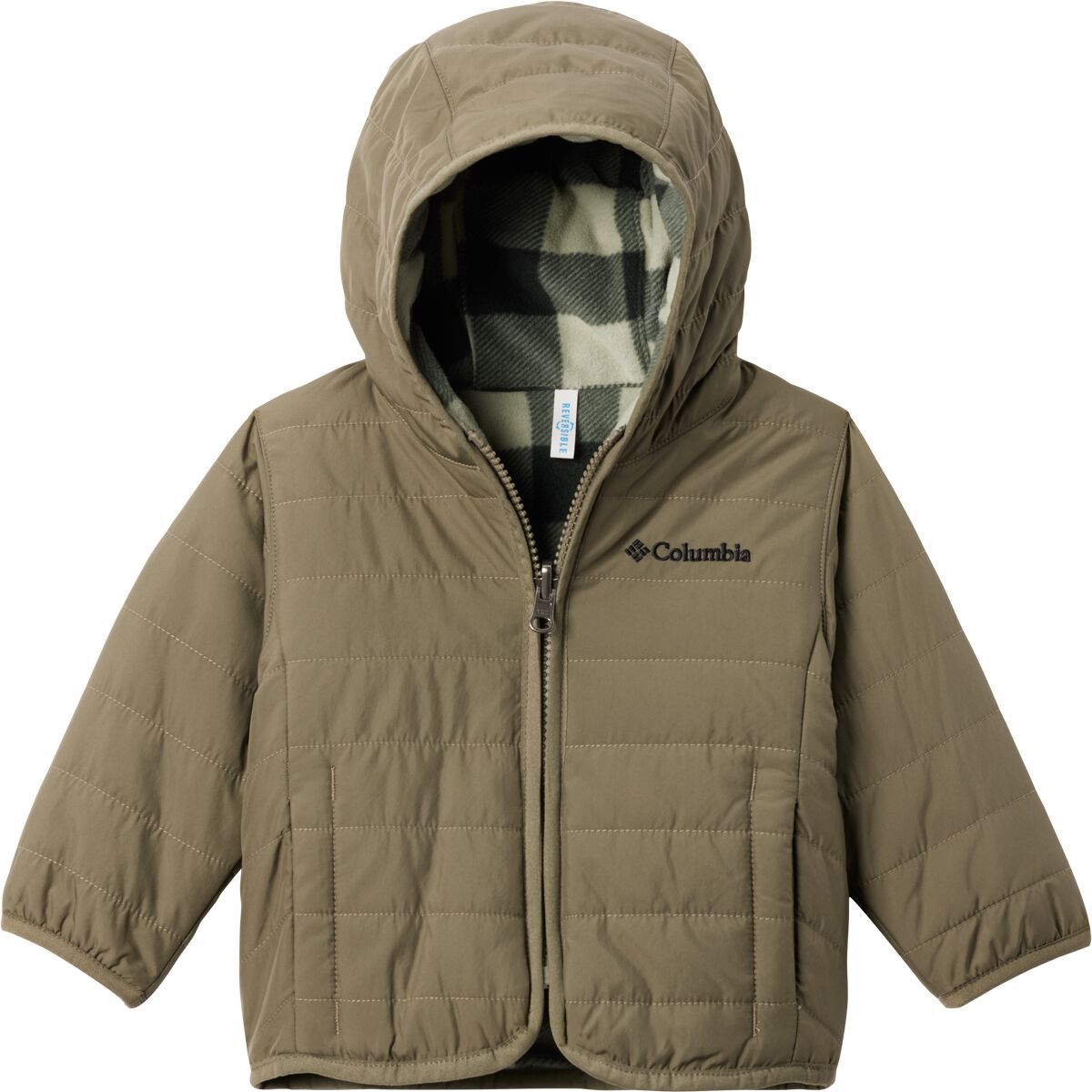 Columbia Double Trouble II Reversible Jacket - Infants' Stone Green/Safari Check, 0/3M