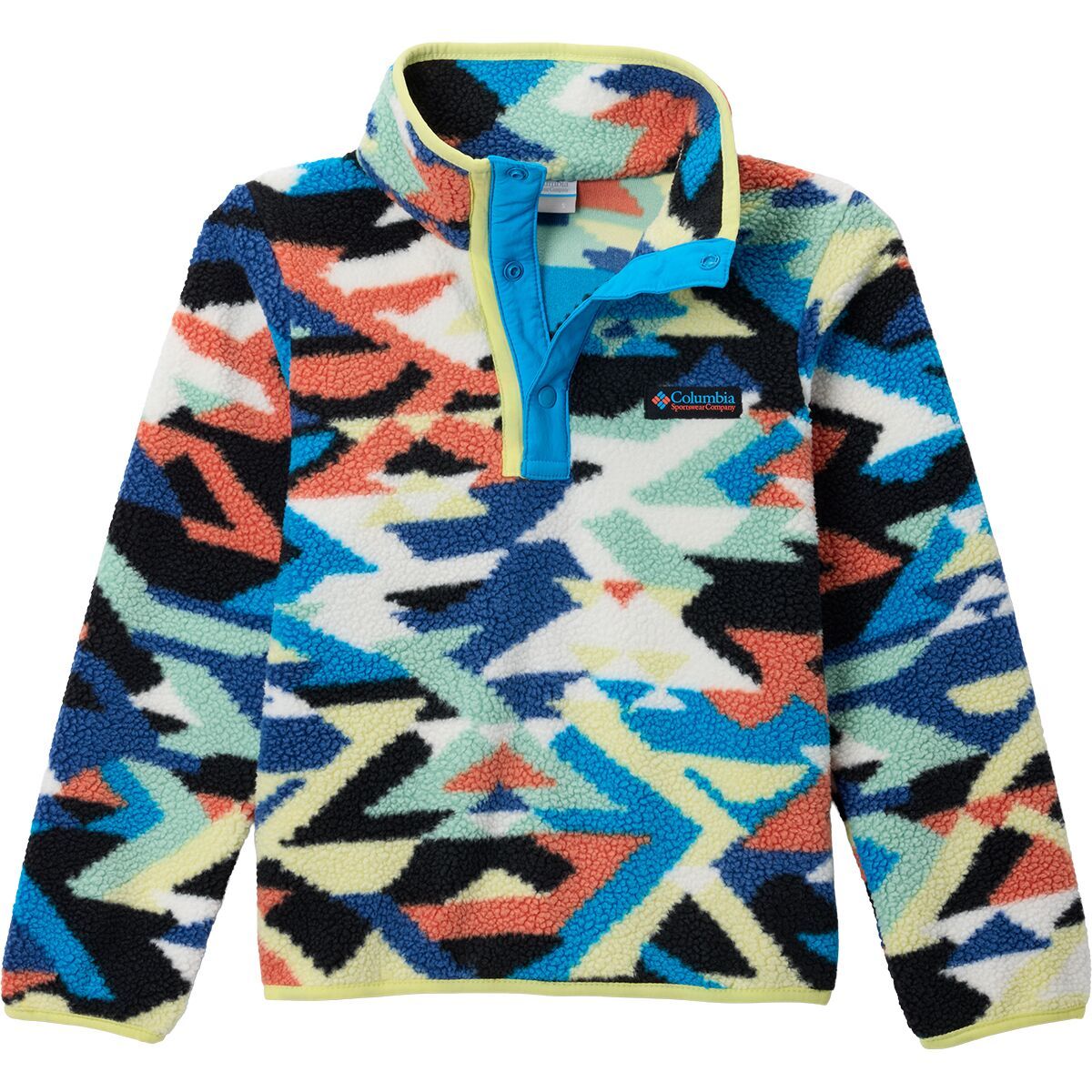 Image of Columbia Helvetia II Printed 1/2-Snap Fleece Jacket - Kids' Compass Blue Reflections/Compass Blue, XL