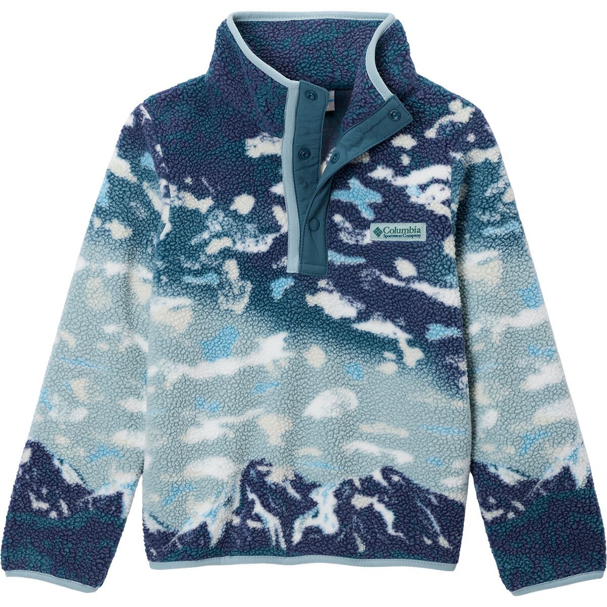 Columbia Helvetia II Printed 1/2-Snap Fleece Jacket - Kids' Crushed Blue Sisters/Everblue, M