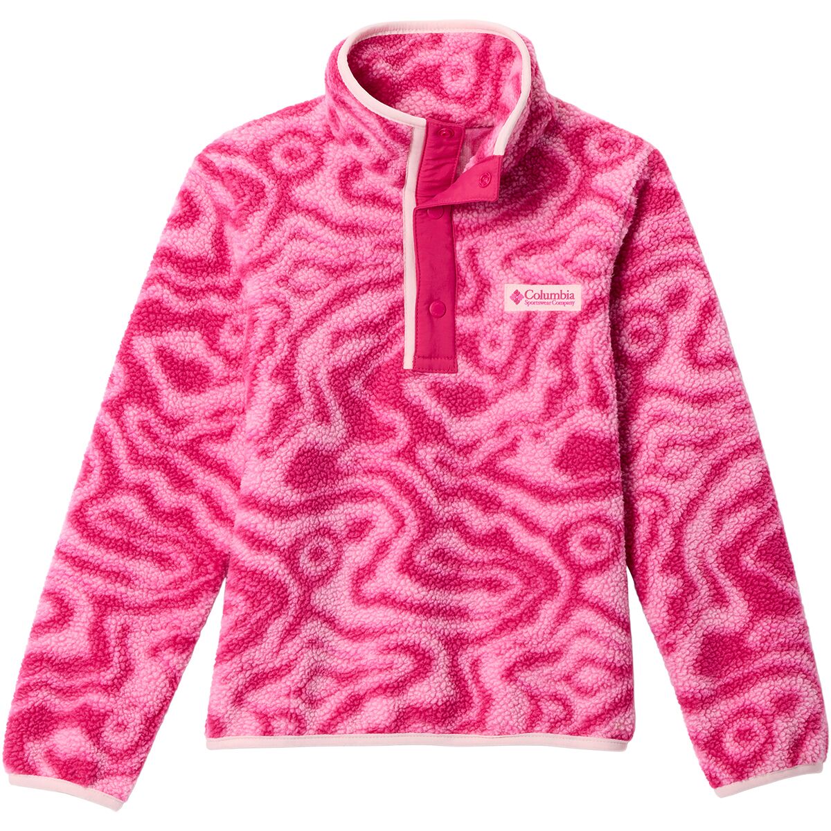Image of Columbia Helvetia II Printed 1/2-Snap Fleece Jacket - Kids' Guava Pink Topoglitch/Guava Pink, XL