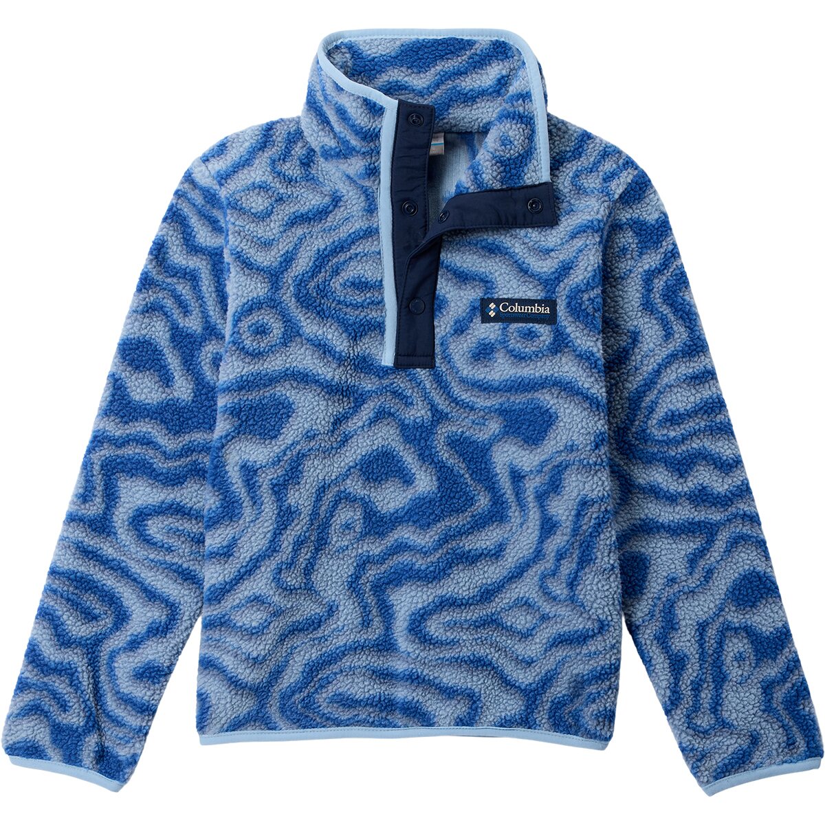 Image of Columbia Helvetia II Printed 1/2-Snap Fleece Jacket - Kids' Mountain Blue Topoglitch/Coll Navy, M