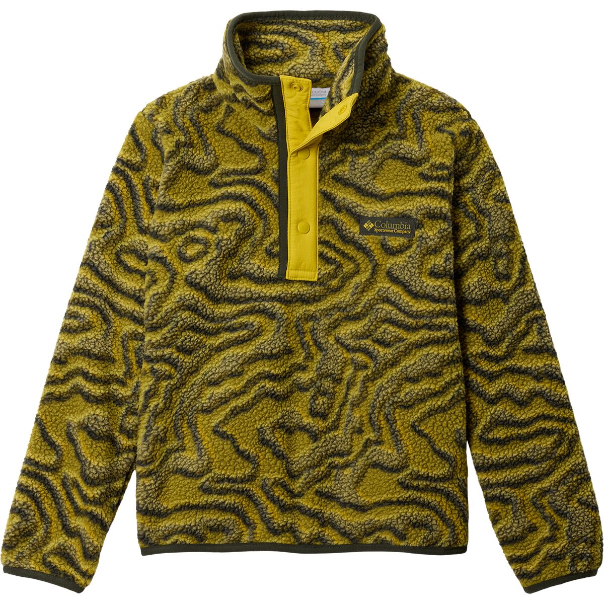 Image of Columbia Helvetia II Printed 1/2-Snap Fleece Jacket - Kids' Mossy Green Topoglitch/Antique Moss, XS