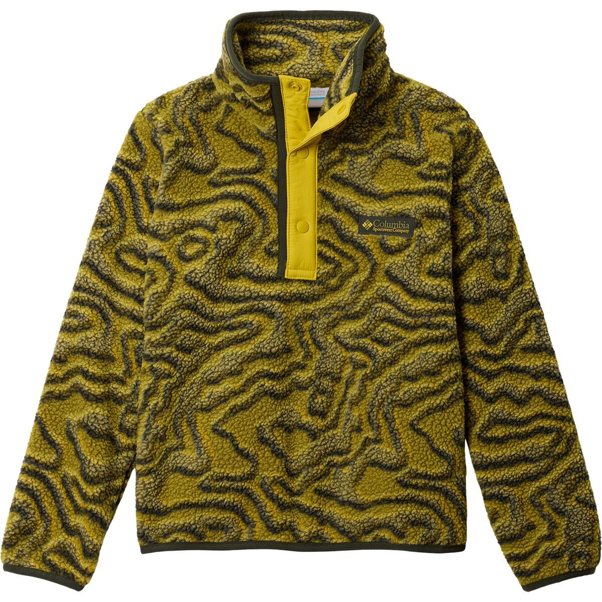 Image of Columbia Helvetia II Printed 1/2-Snap Fleece Jacket - Kids' Mossy Green Topoglitch/Antique Moss, M