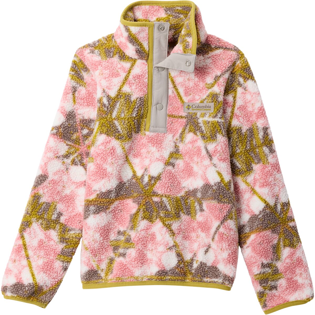 Image of Columbia Helvetia II Printed 1/2-Snap Fleece Jacket - Kids' Pink Agate Florascope/Flint Grey, L