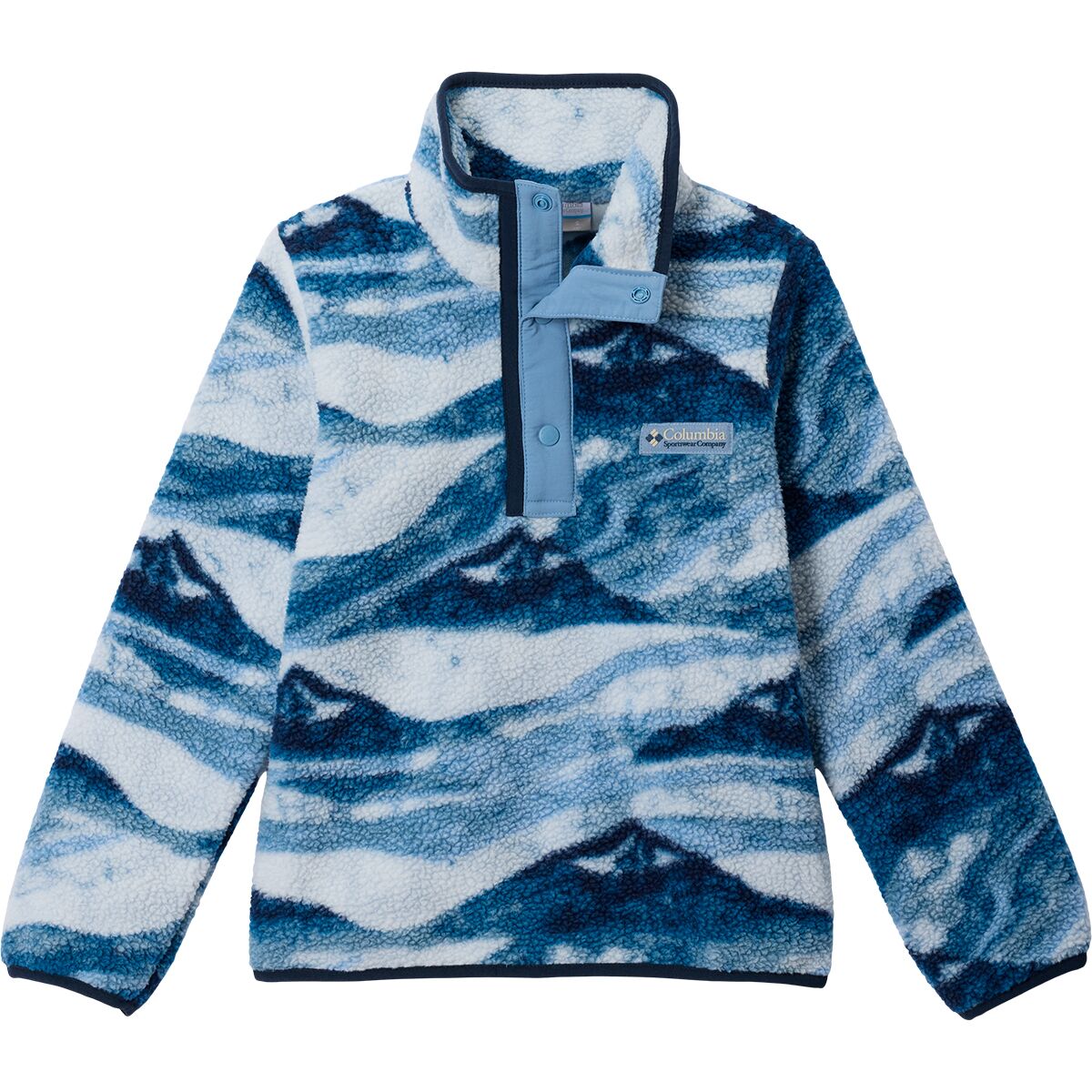 Image of Columbia Helvetia II Printed 1/2-Snap Fleece Jacket - Kids' Rainy Day Summits Tonal/Rainy Day, L