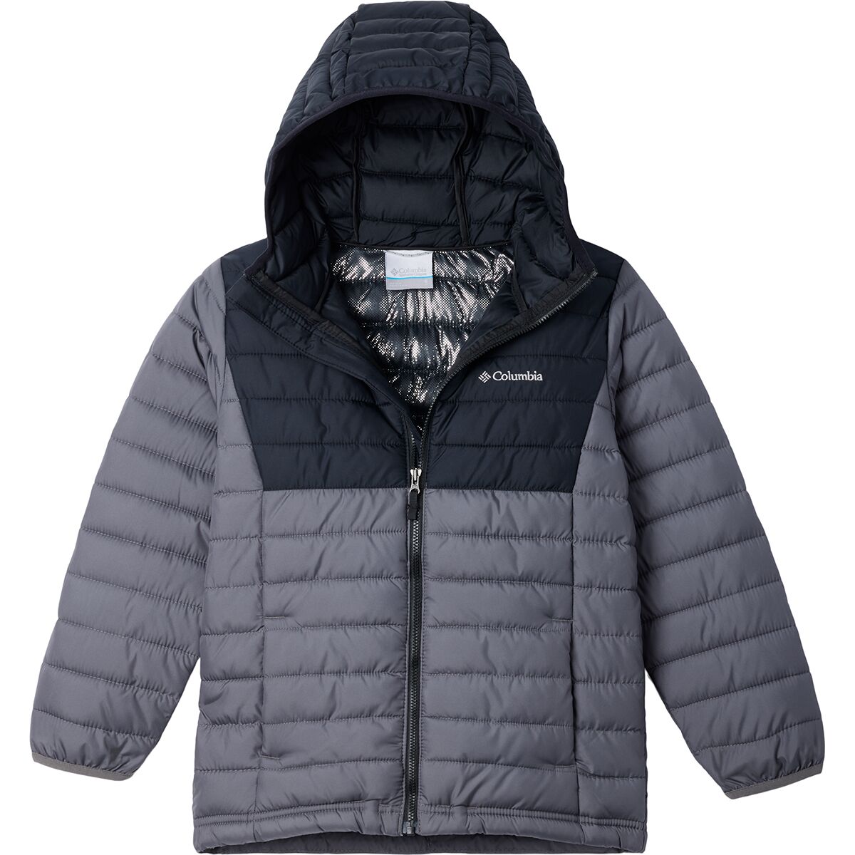 Image of Columbia Powder Lite II Hooded Jacket - Boys' City Grey/Black, S