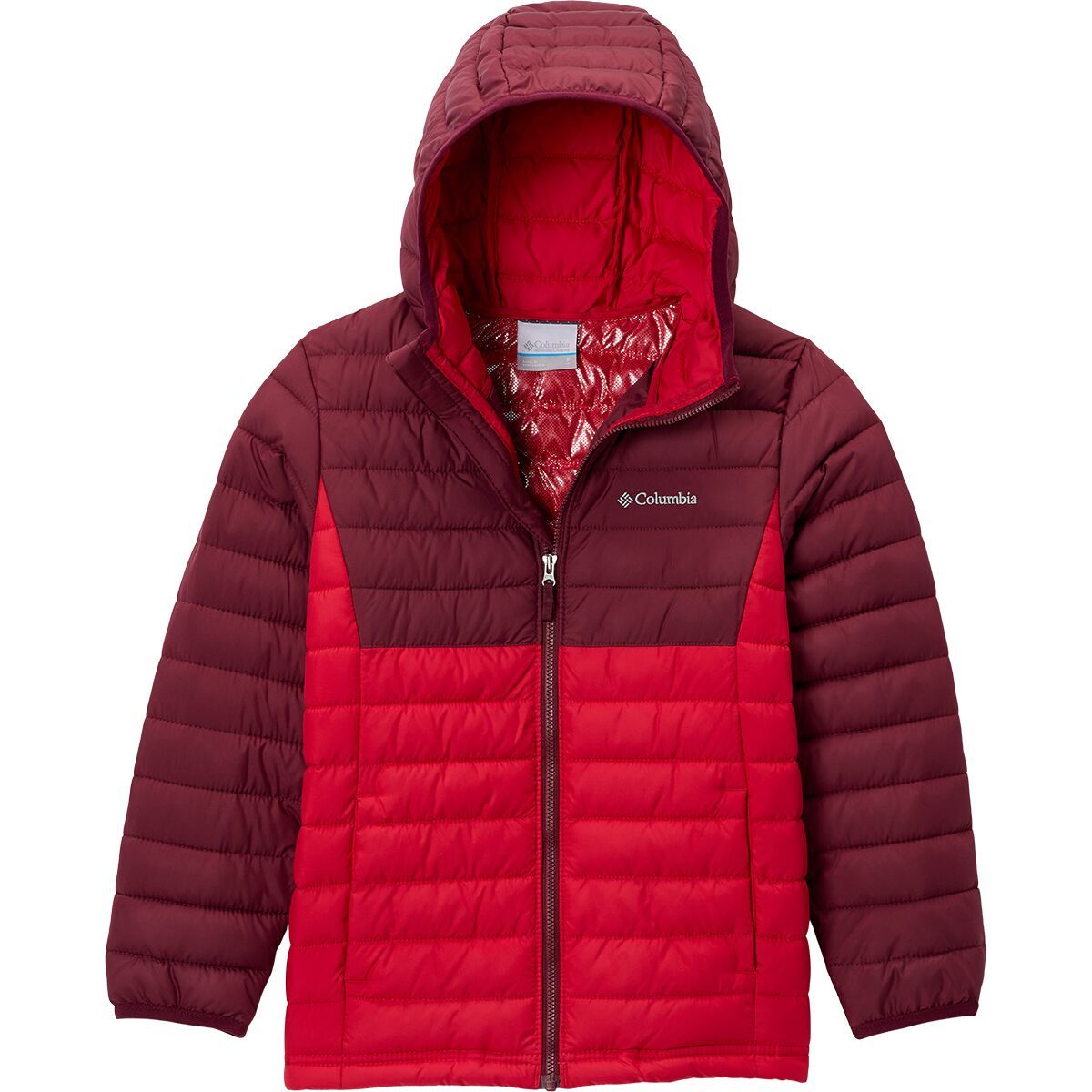 Image of Columbia Powder Lite II Hooded Jacket - Boys' Mountain Red/Rich Wine, XL