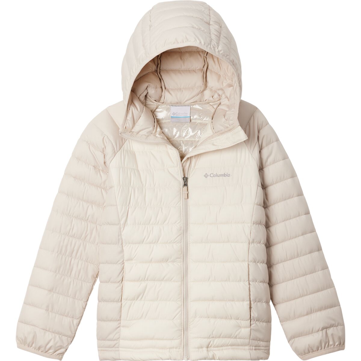 Image of Columbia Powder Lite II Hooded Jacket - Girls' Chalk/Dark Stone, M
