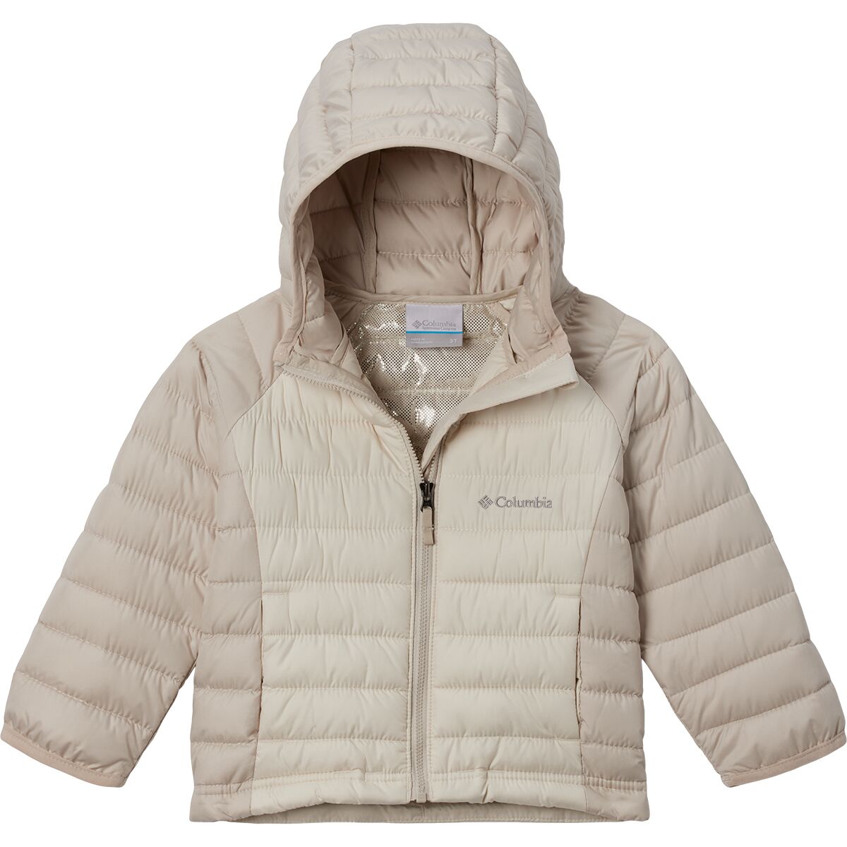 Image of Columbia Powder Lite II Hooded Jacket - Toddler Girls' Chalk/Dark Stone, 4T