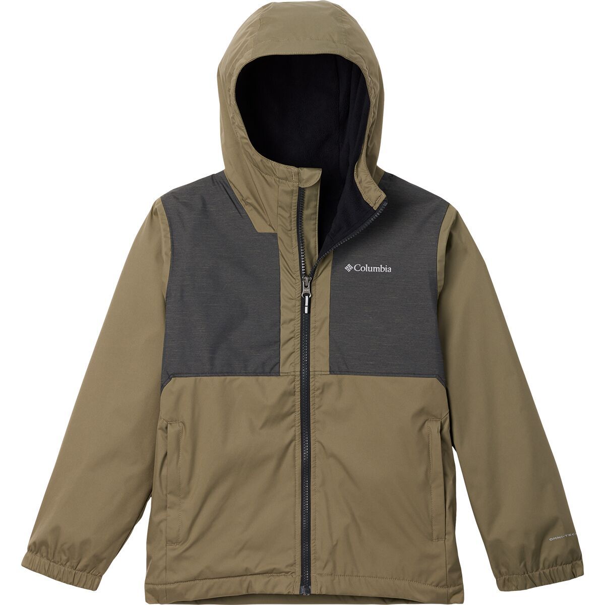 Columbia Rainy Trails II Fleece Lined Jacket - Boys' Stone Green/Black Slub, XL