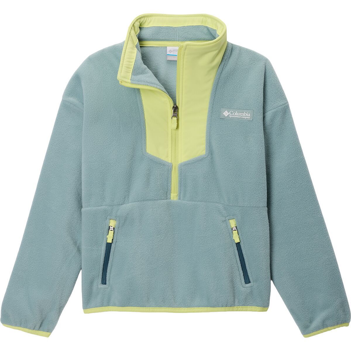 Image of Columbia Sequoia Grove 1/2-Zip Fleece Jacket - Kids' Crushed Blue/Neon Light, L