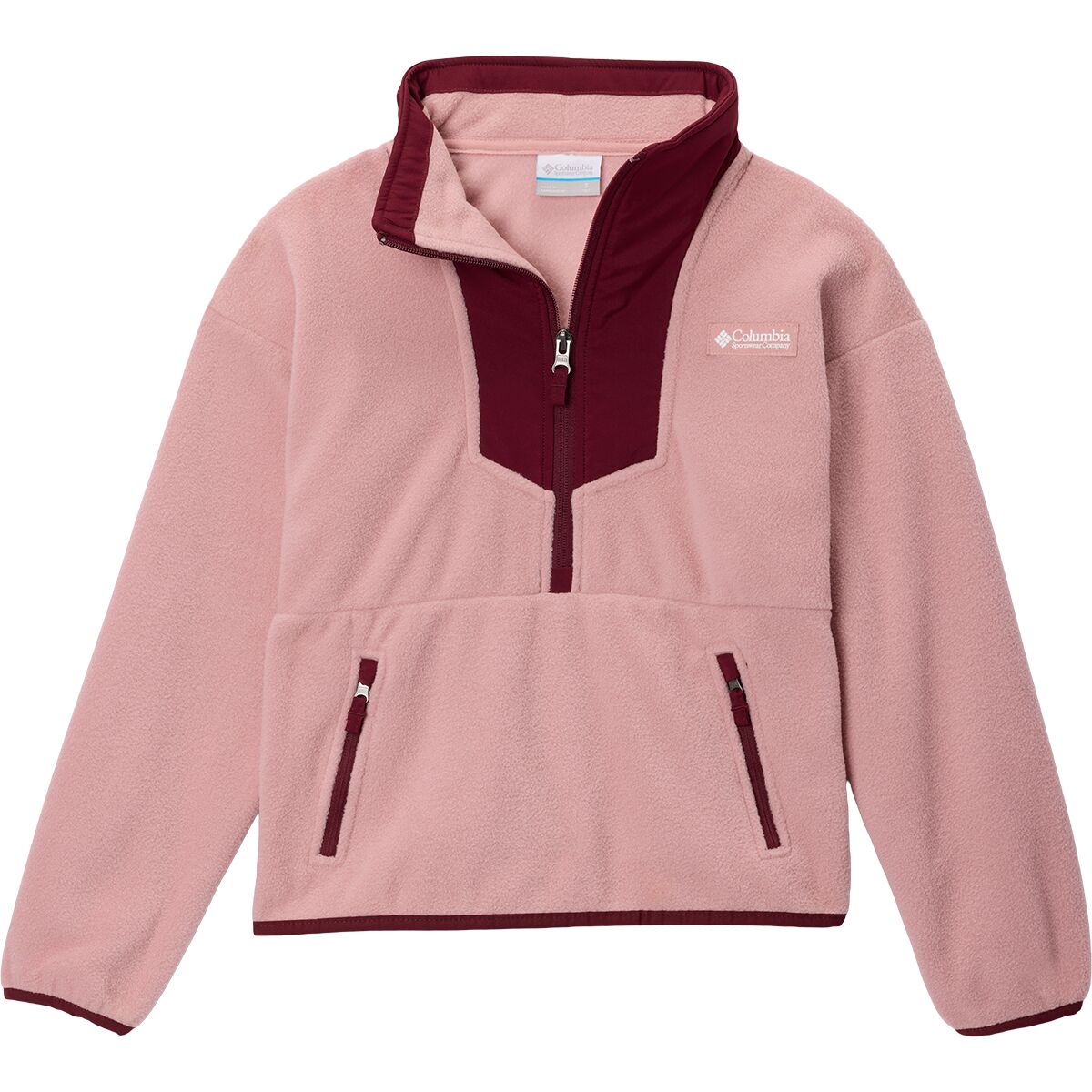 Image of Columbia Sequoia Grove 1/2-Zip Fleece Jacket - Kids' Eraser Pink/Rich Wine, M