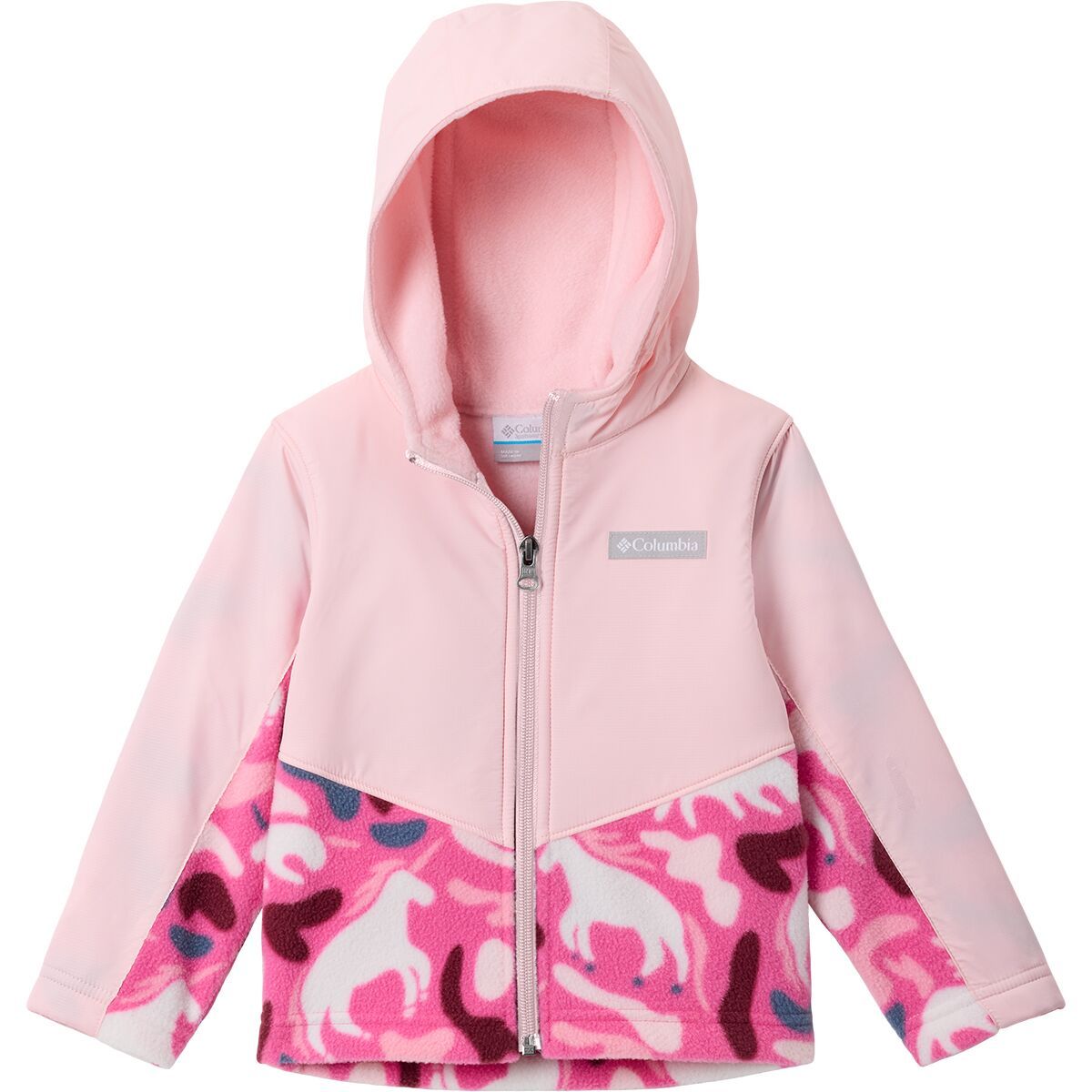 Image of Columbia Steens Mt II Overlay Hoodie - Toddlers' Pink Ice Uniflauge/Satin Pink, 4T