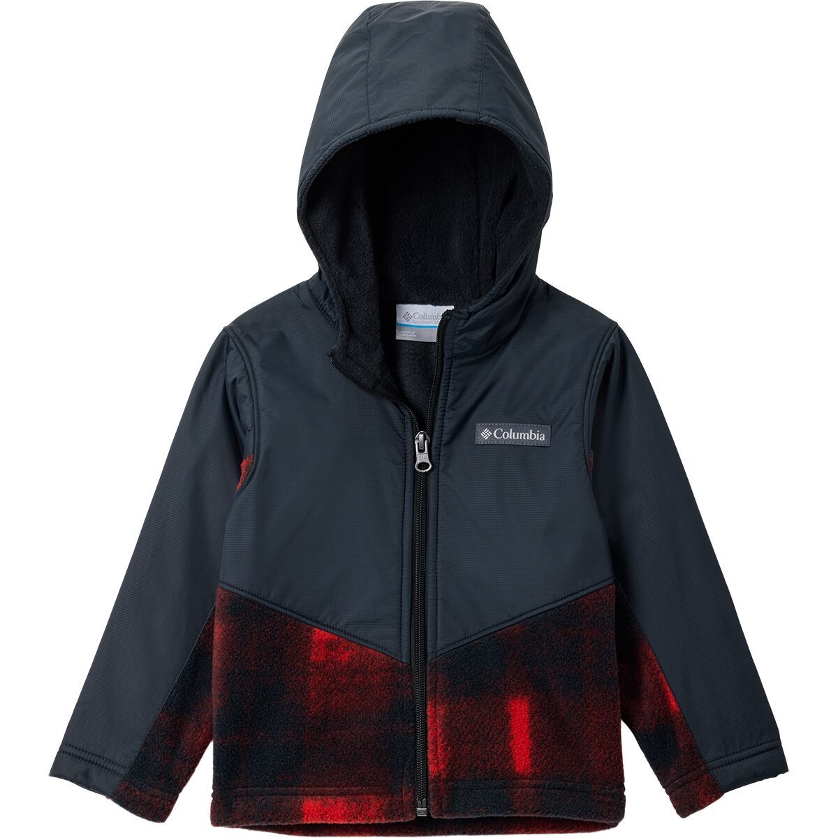 Image of Columbia Steens Mt II Overlay Hoodie - Toddlers' Sail Red Omblur Tonal/Black, 4T
