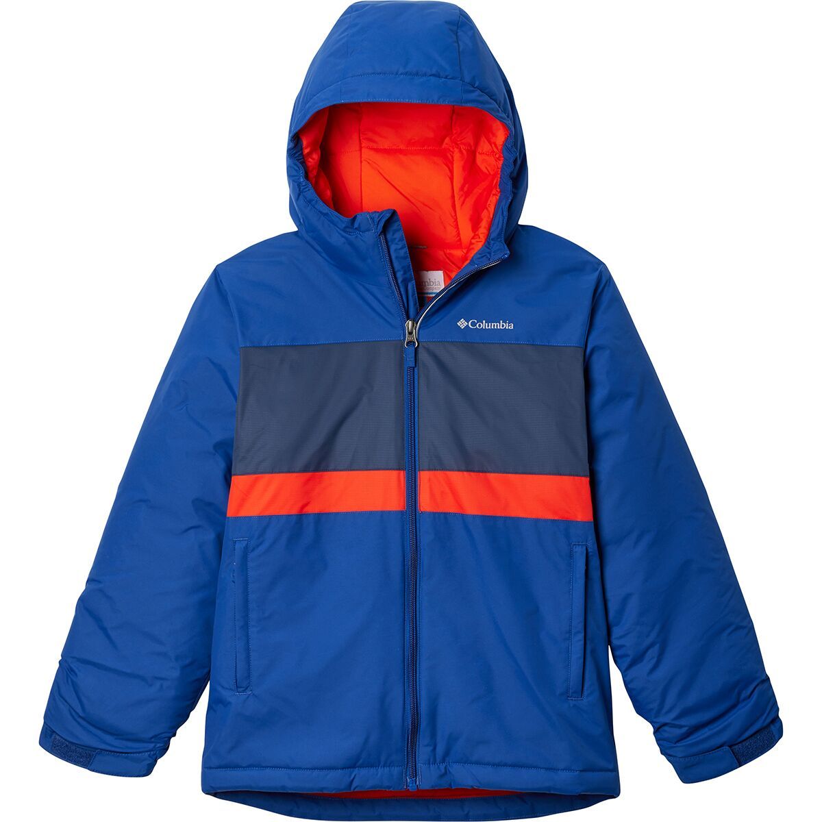 Image of Columbia Valley Runner II Jacket - Kids' Mountain Blue/Collegiate Navy/Spicy, XL