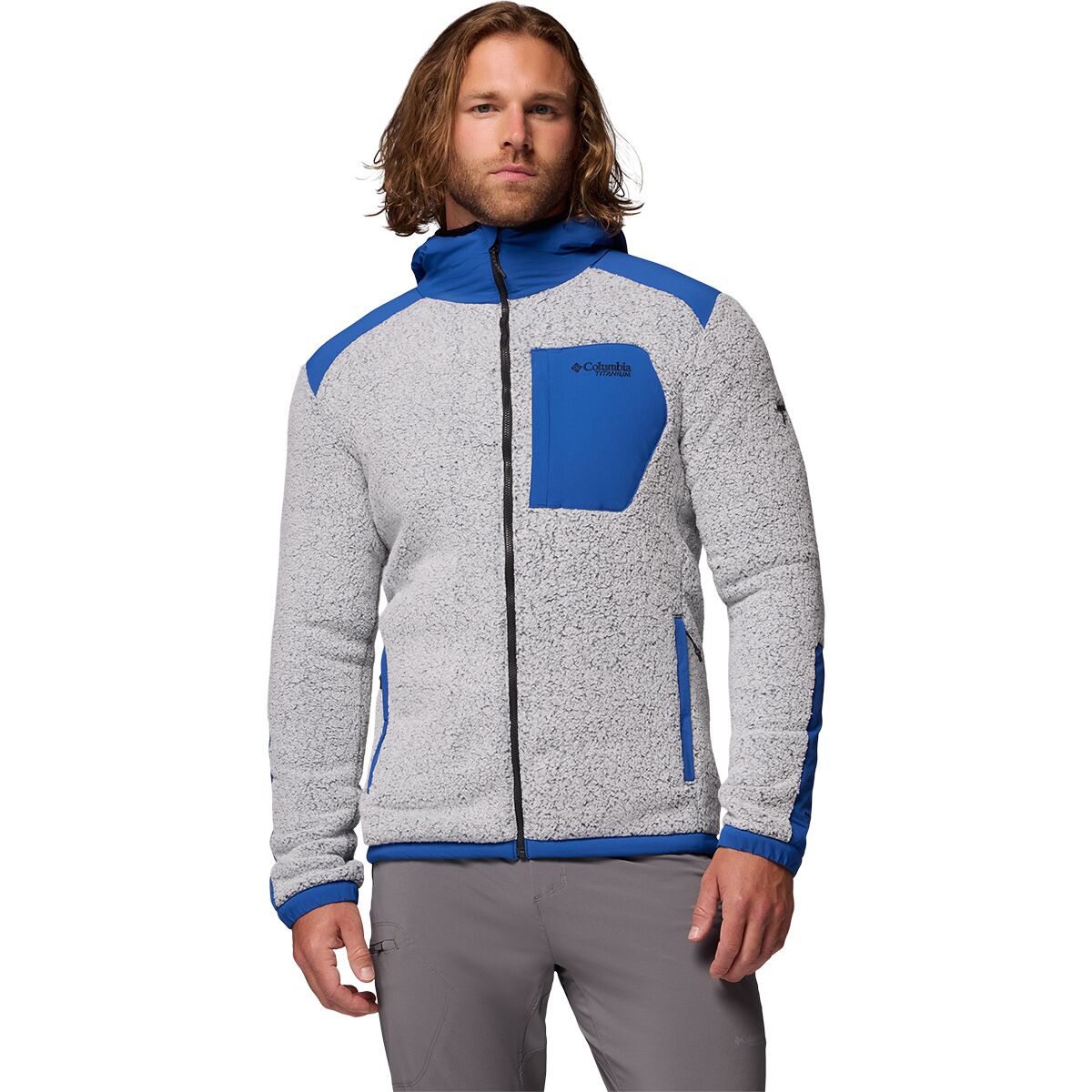 Image of Columbia Arctic Crest Sherpa Full-Zip Jacket - Men's Mountain Blue/White, XL