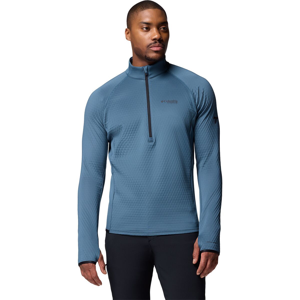 Image of Columbia Crystal Leaf Omni-Heat Helix 1/2-Zip Top - Men's Everblue/Black, XXL