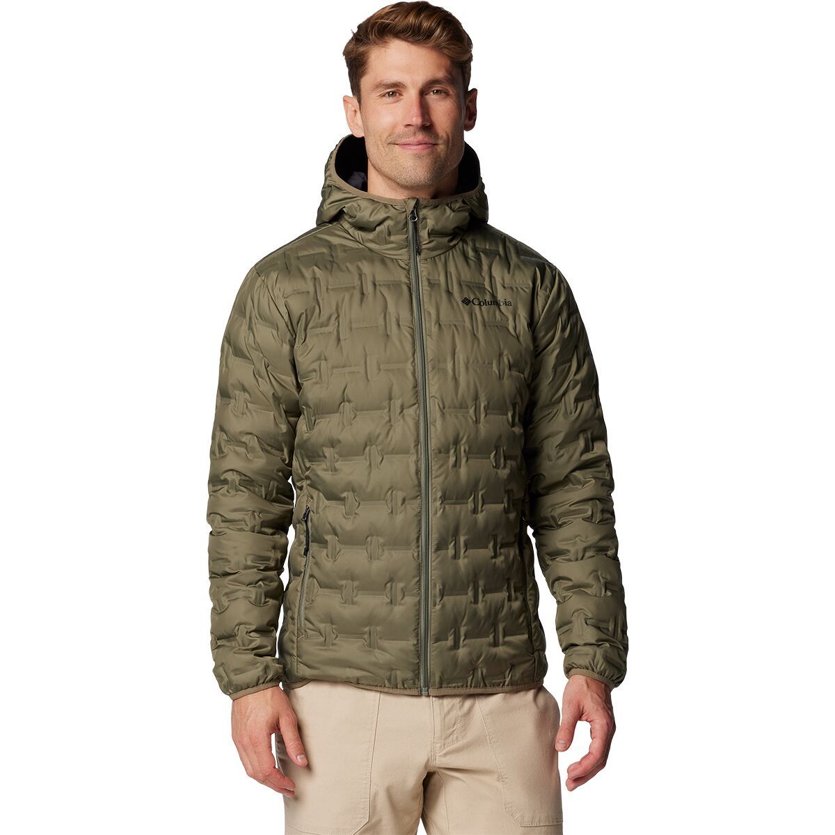 Image of Columbia Delta Ridge II Down Hooded Jacket - Men's Stone Green, S