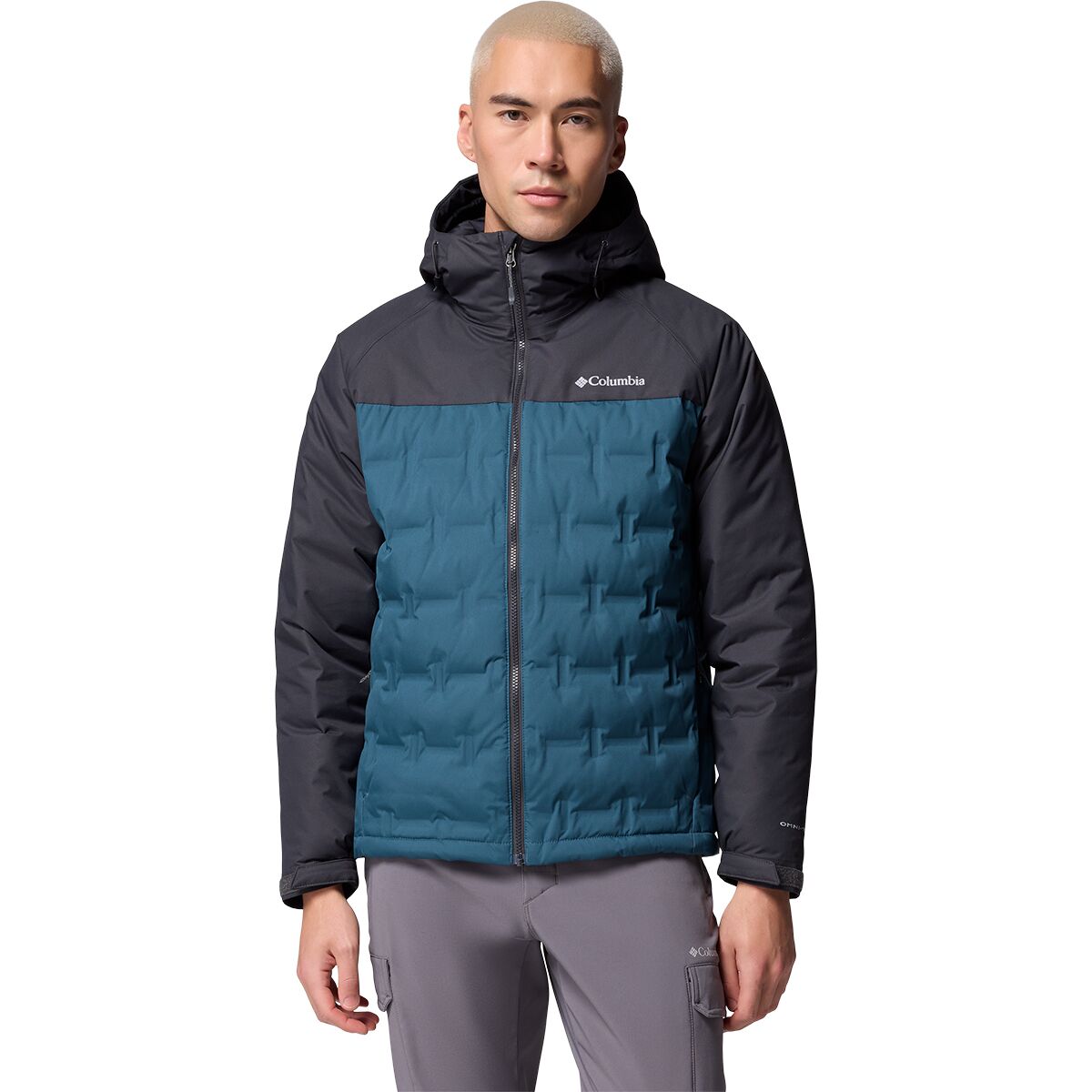 Image of Columbia Grand Trek III Down Hooded Jacket - Men's Everblue/Shark, XXL