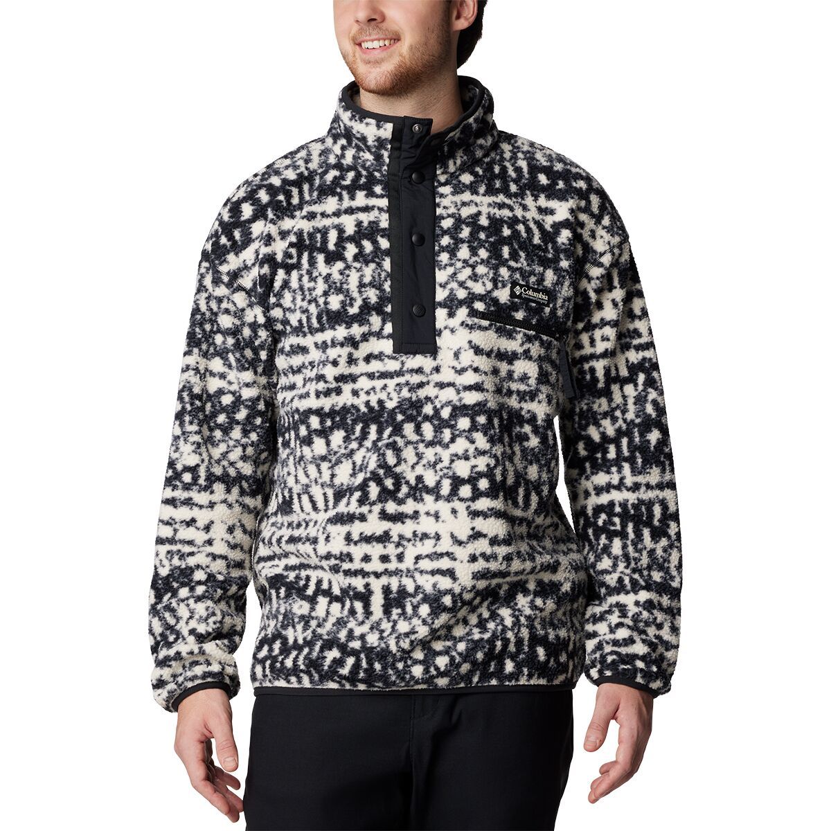 Columbia Helvetia II Printed 1/2-Snap Fleece - Men's Black Stippled Stripe, L