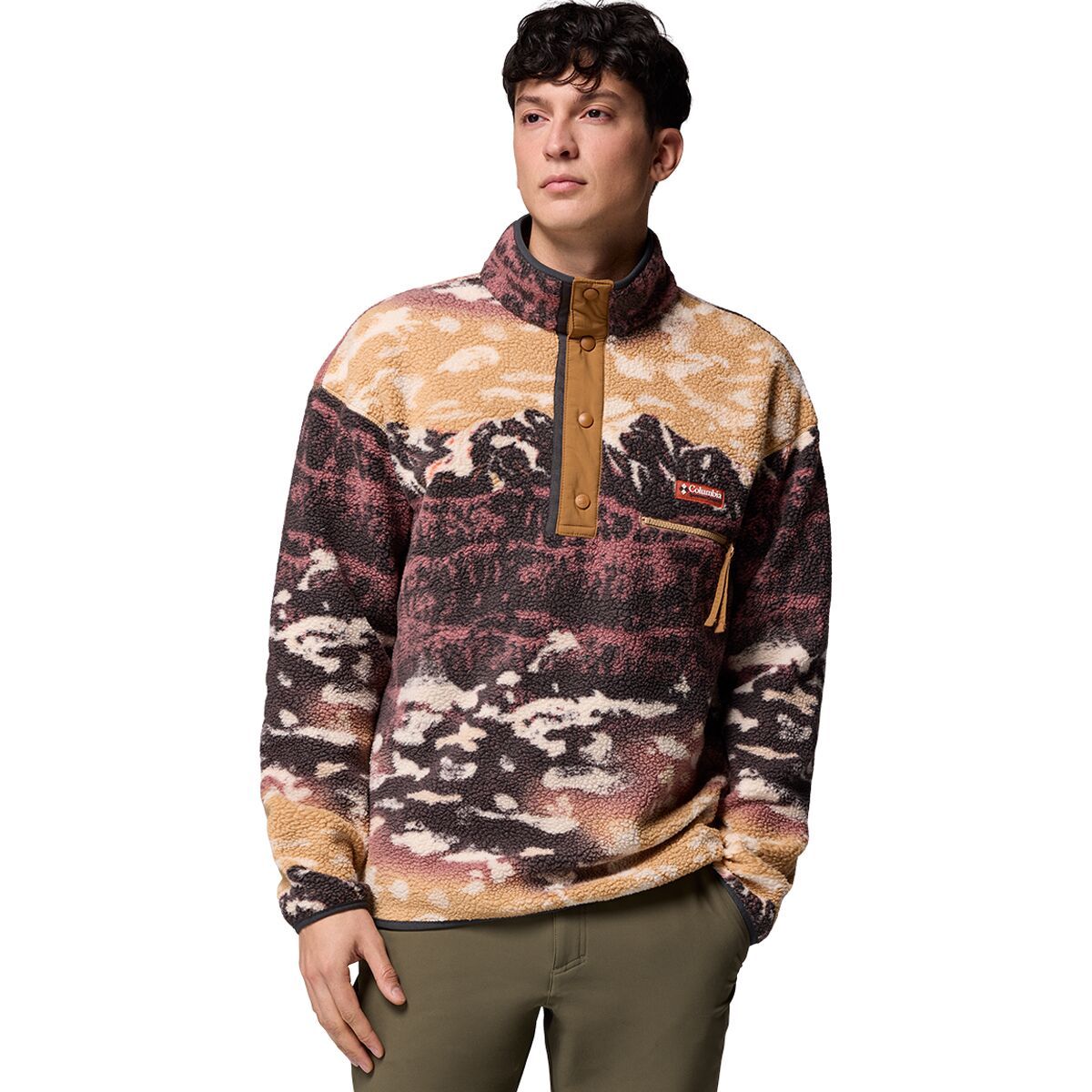 Image of Columbia Helvetia II Printed 1/2-Snap Fleece - Men's Camel Brown Sisters, S