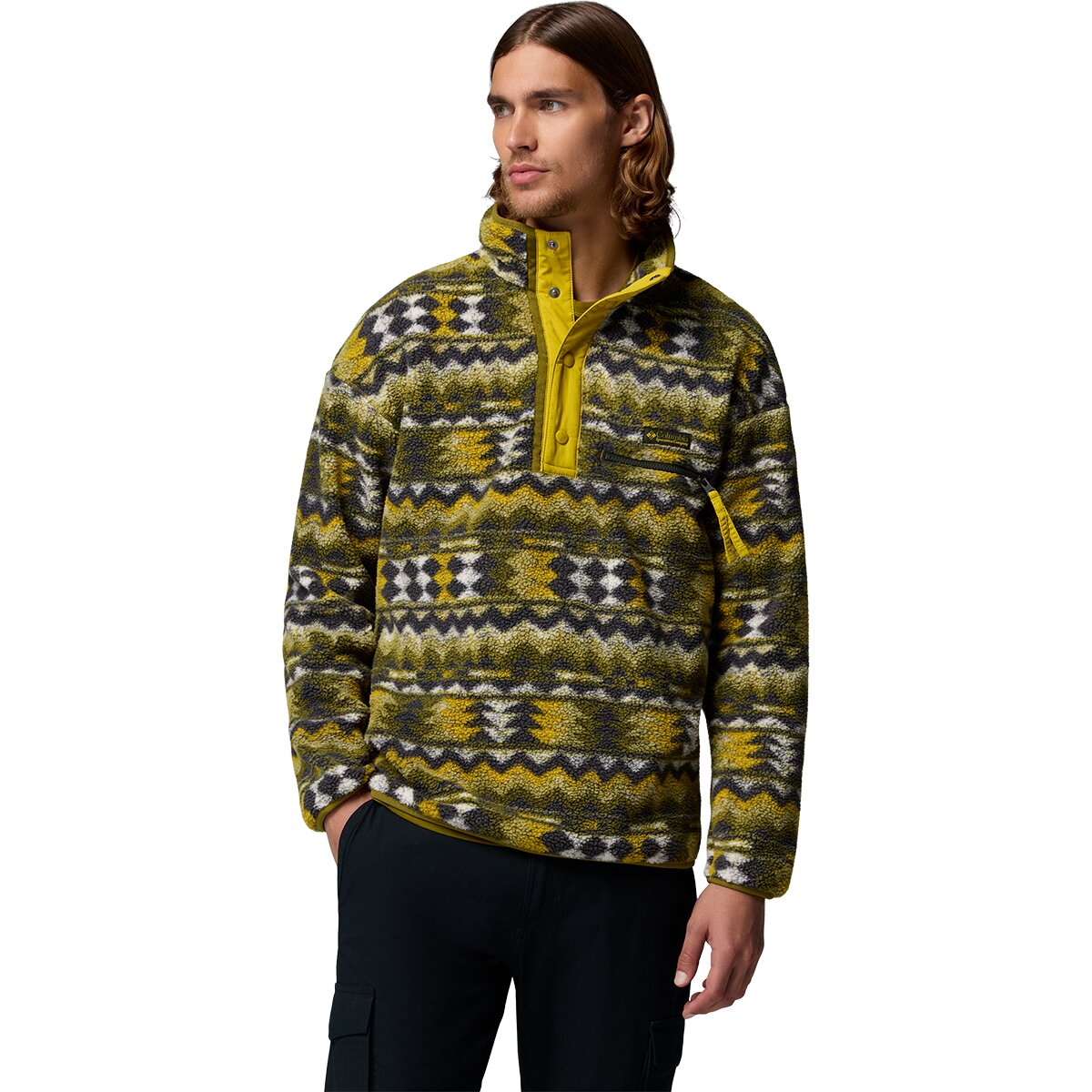 Image of Columbia Helvetia II Printed 1/2-Snap Fleece - Men's Mossy Green/Retrotree, S
