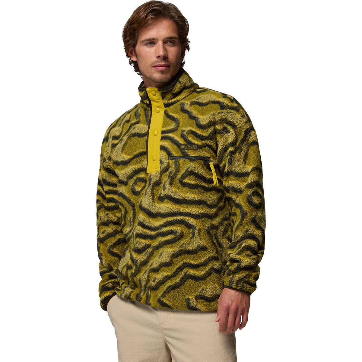 Image of Columbia Helvetia II Printed 1/2-Snap Fleece - Men's Mossy Green/Topoglitch, S