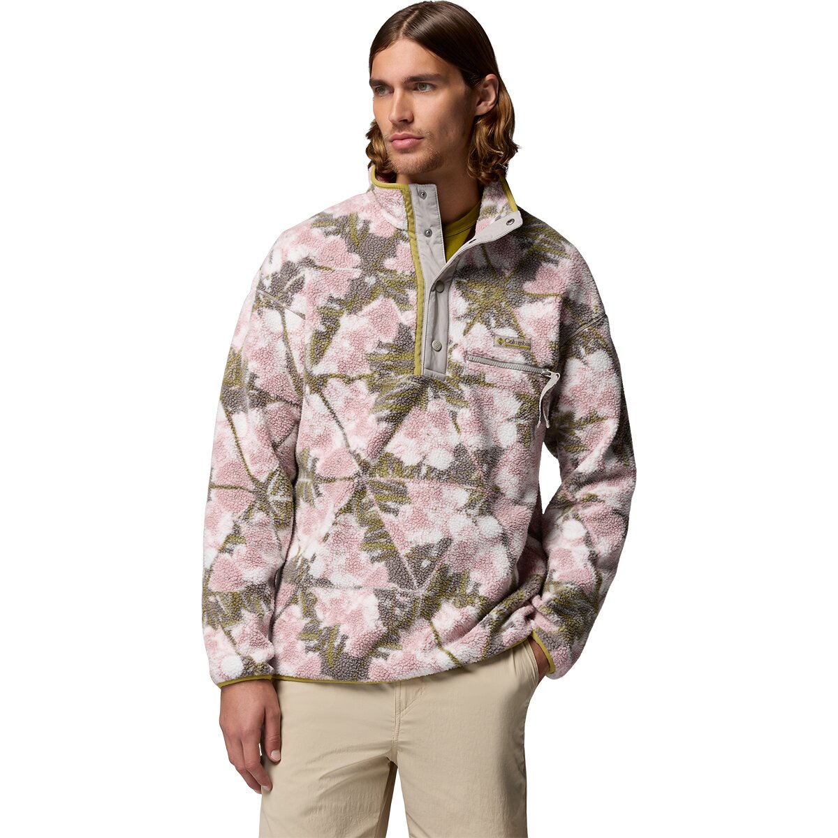 Image of Columbia Helvetia II Printed 1/2-Snap Fleece - Men's Pink Agate/Florascope, M