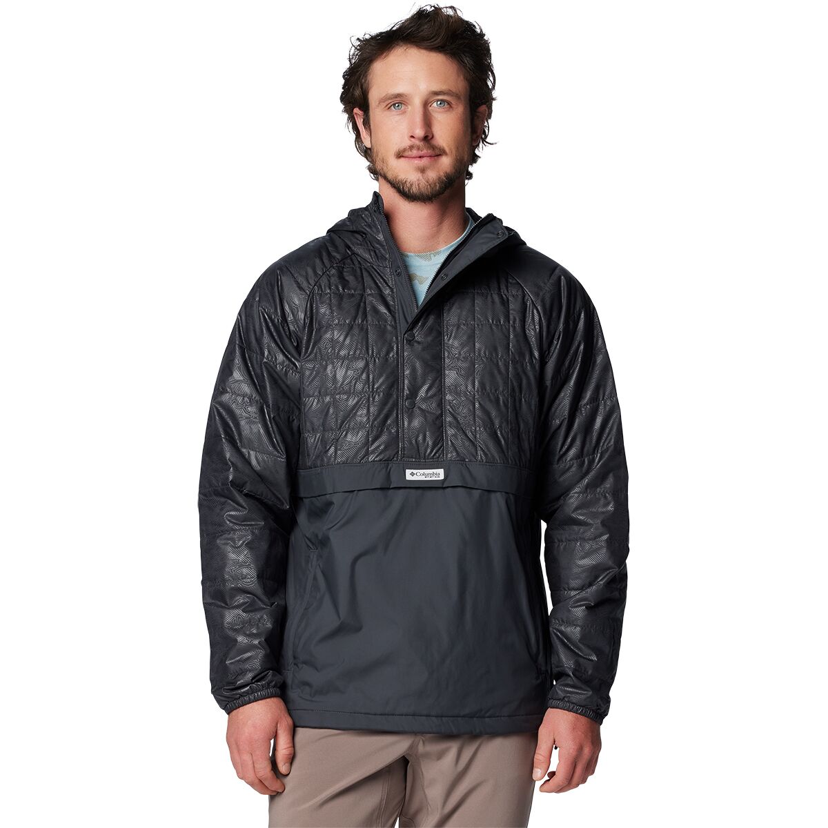 Columbia Columbia PFG Uncharted Insulated Anorak - Men's Shark/Uncharted Waters Emboss, S