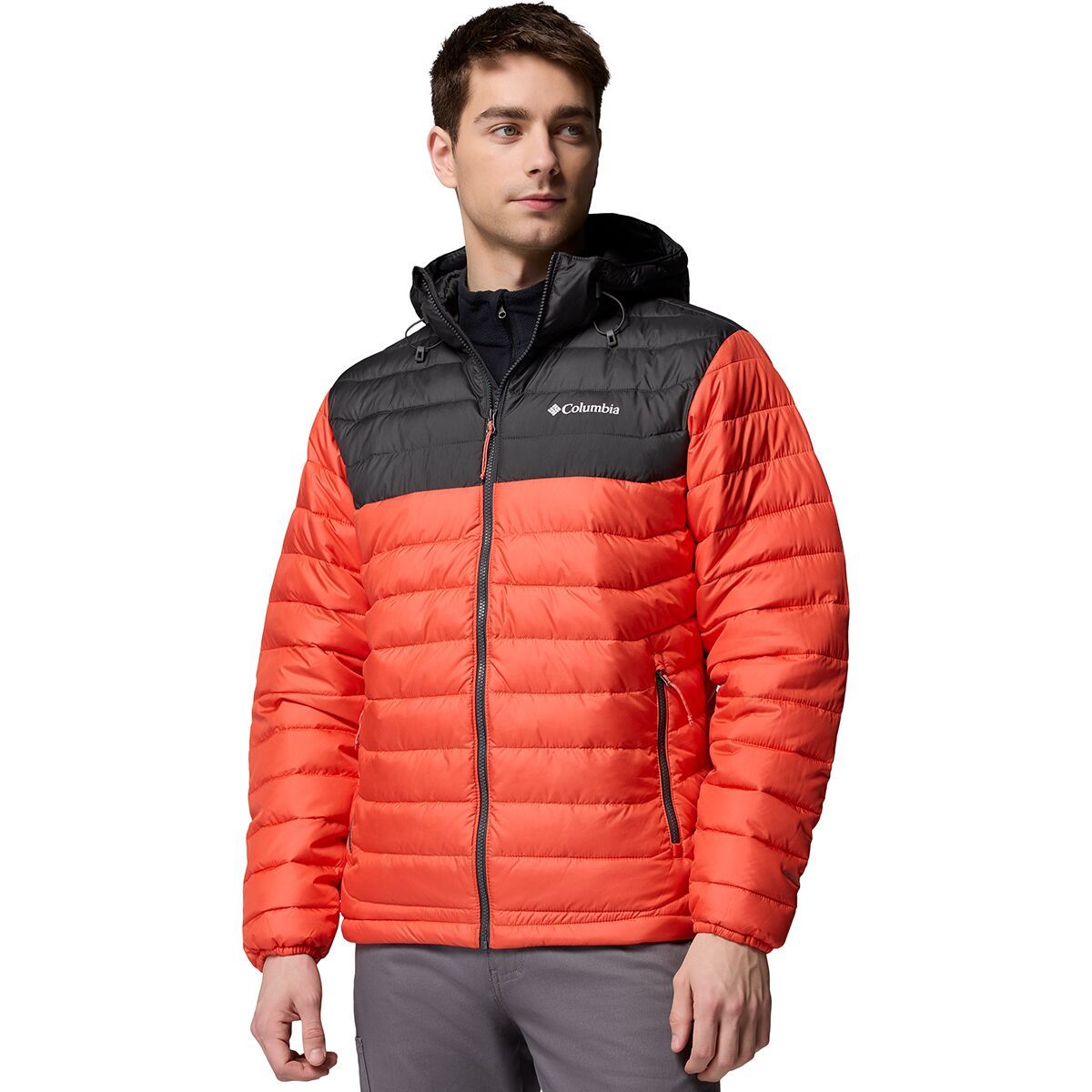 Image of Columbia Powder Lite II Hooded Jacket - Men's Zing/Shark, M