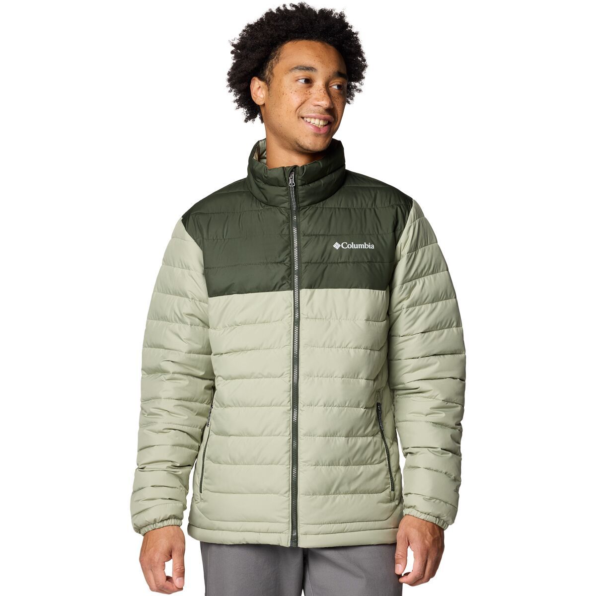 Image of Columbia Powder Lite II Jacket - Men's Safari/Greenscape, L