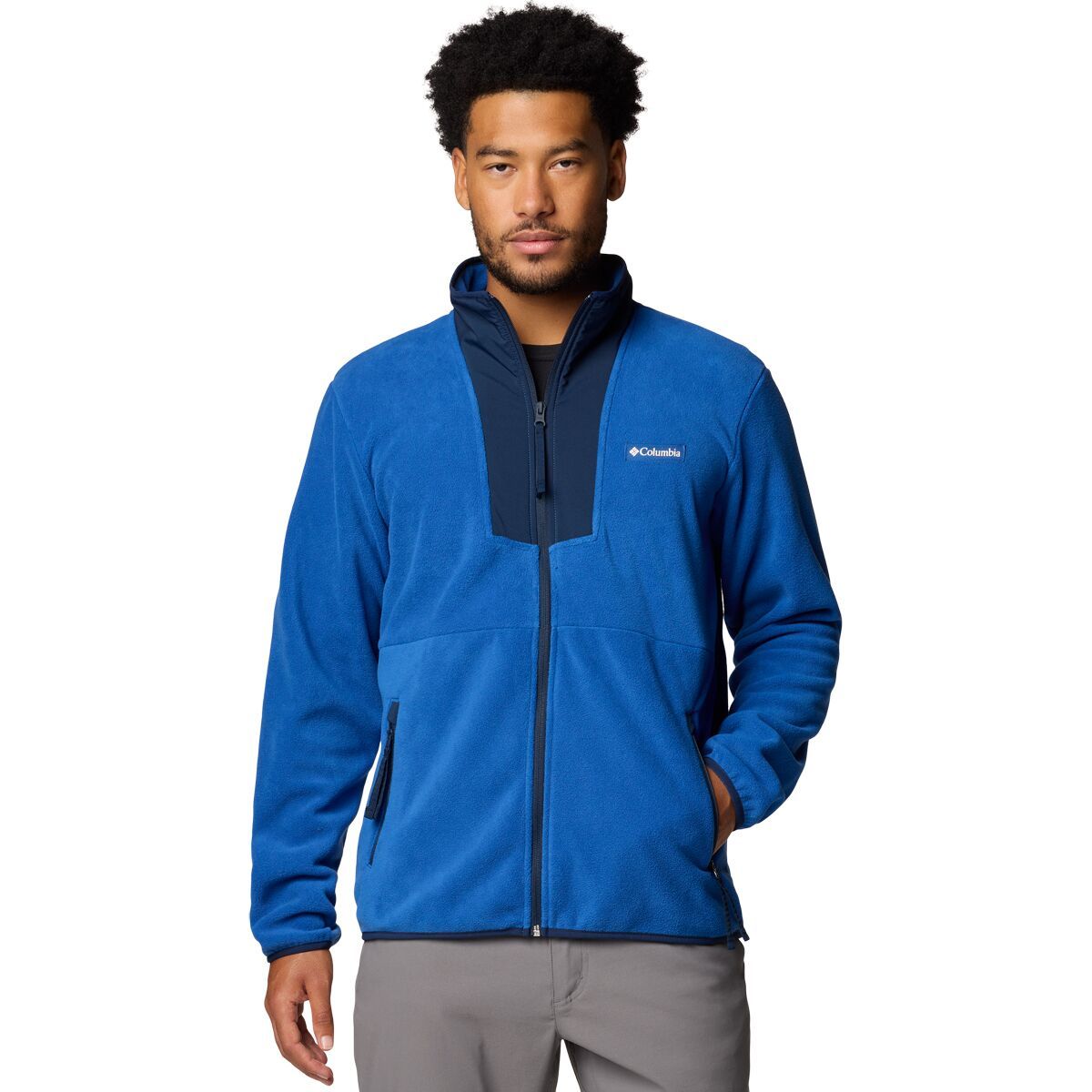 Image of Columbia Sequoia Grove Full-Zip Fleece - Men's Mtn Blue/Collegiate Navy/Spicy, XL