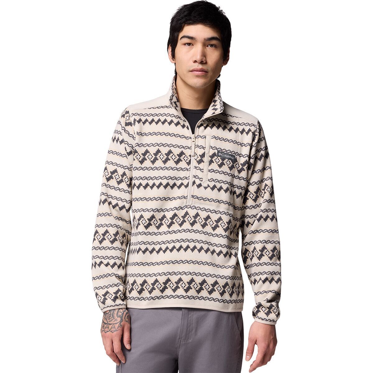 Image of Columbia Sweater Weather II Printed 1/2-Zip Fleece - Men's Dark Stone Knitknot, XL