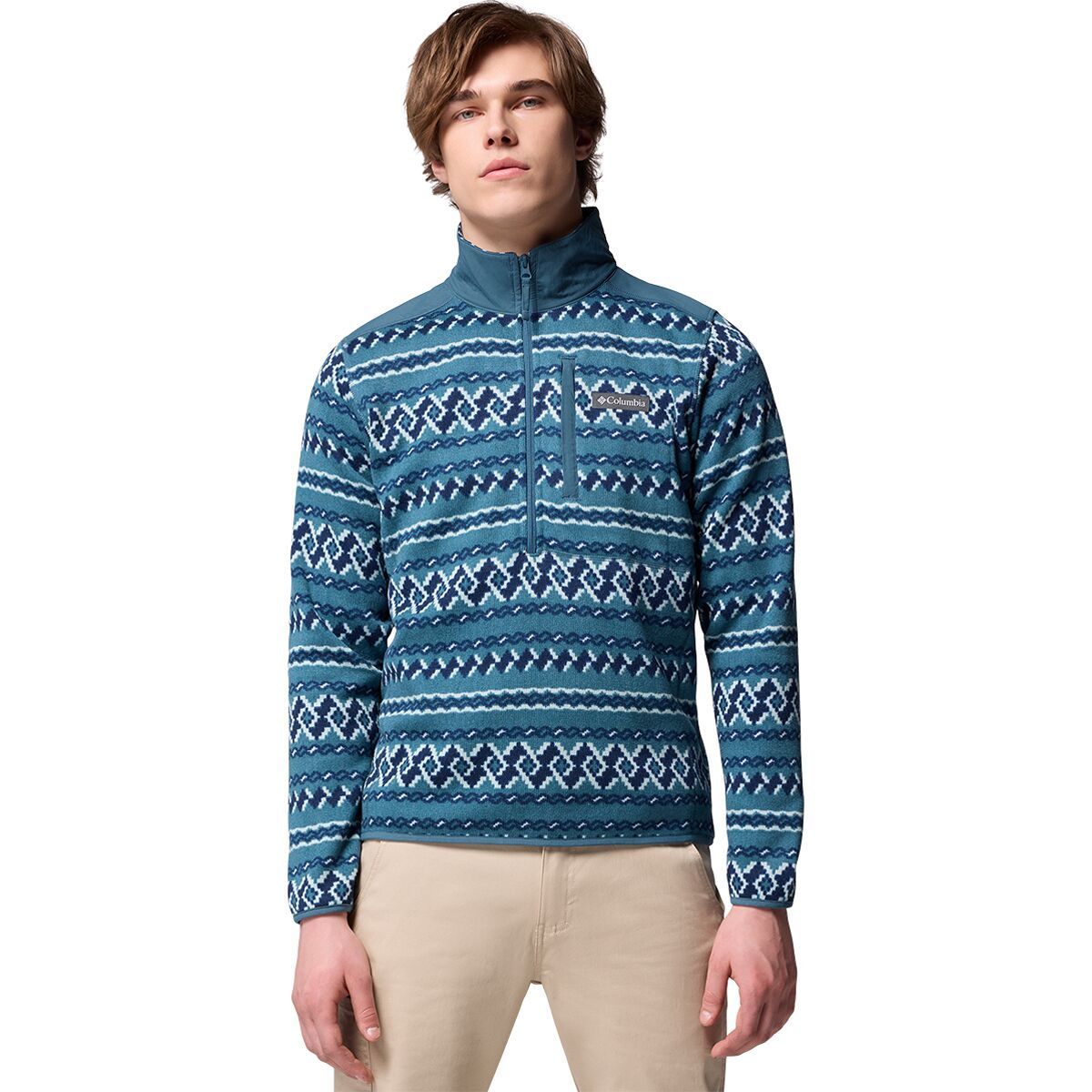Image of Columbia Sweater Weather II Printed 1/2-Zip Fleece - Men's Everblue Knitknot, XL