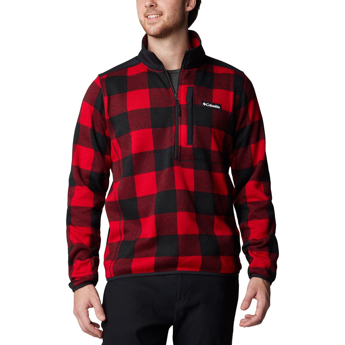 Columbia Sweater Weather II Printed 1/2-Zip Fleece - Men's Mountain Red/Check Print/Mtn Red Black, M