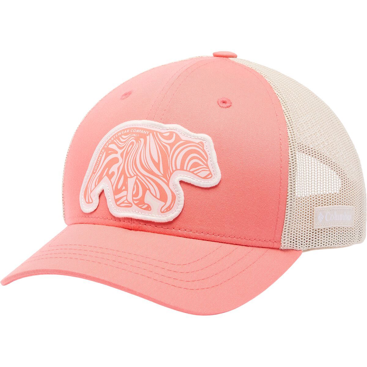 Columbia Snapback Hat - Kids' Hot Coral/Dark Stone/Bear Swirl, One Size