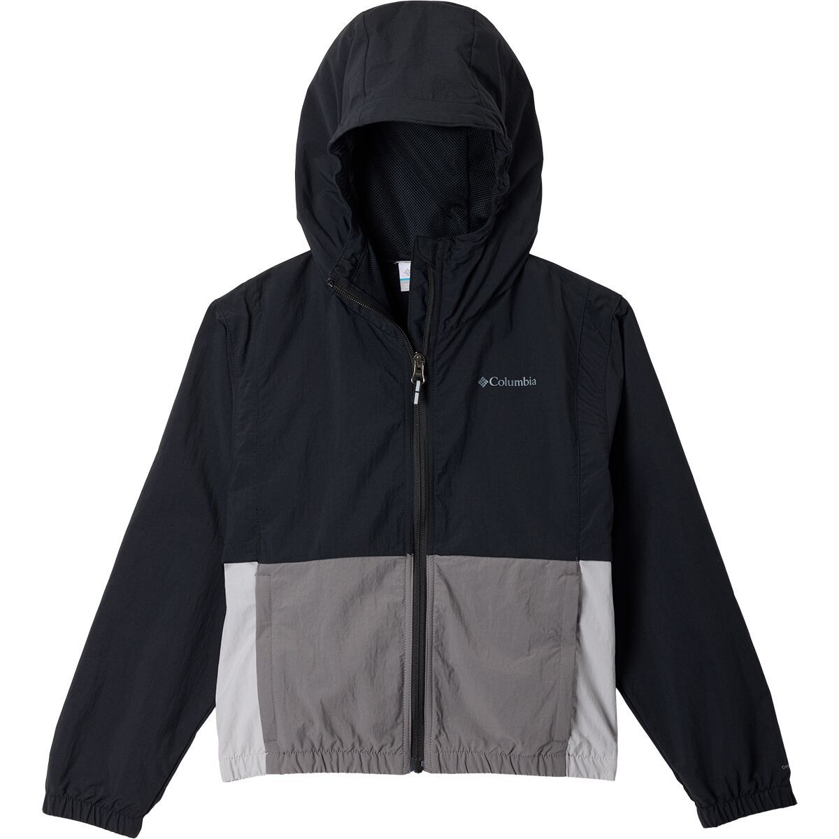 Columbia Tabor Trail Windbreaker - Girls' Black/Columbia Grey/City Grey, XL