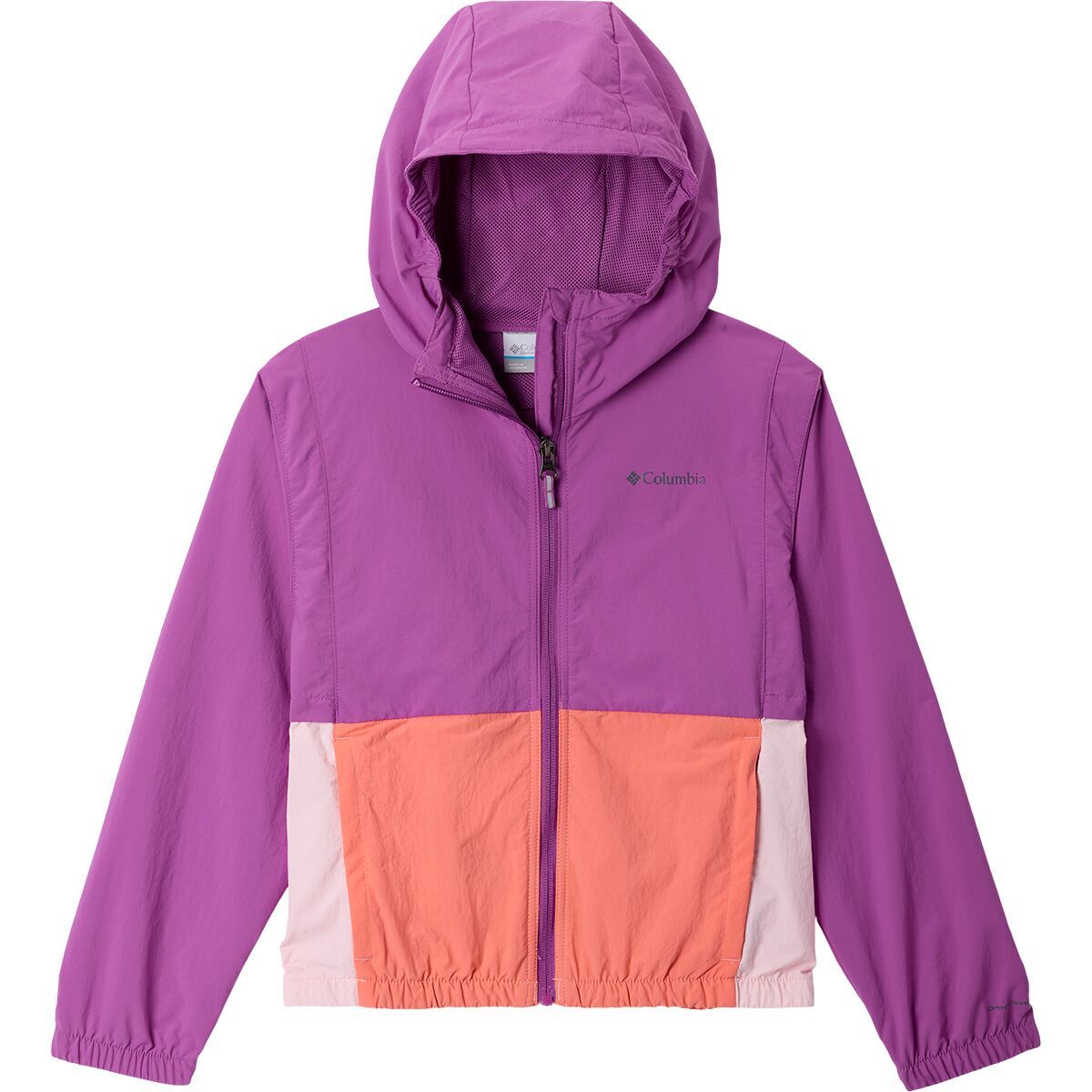 Columbia Tabor Trail Windbreaker - Girls' Razzle/Satin Pink/Hot Coral, M