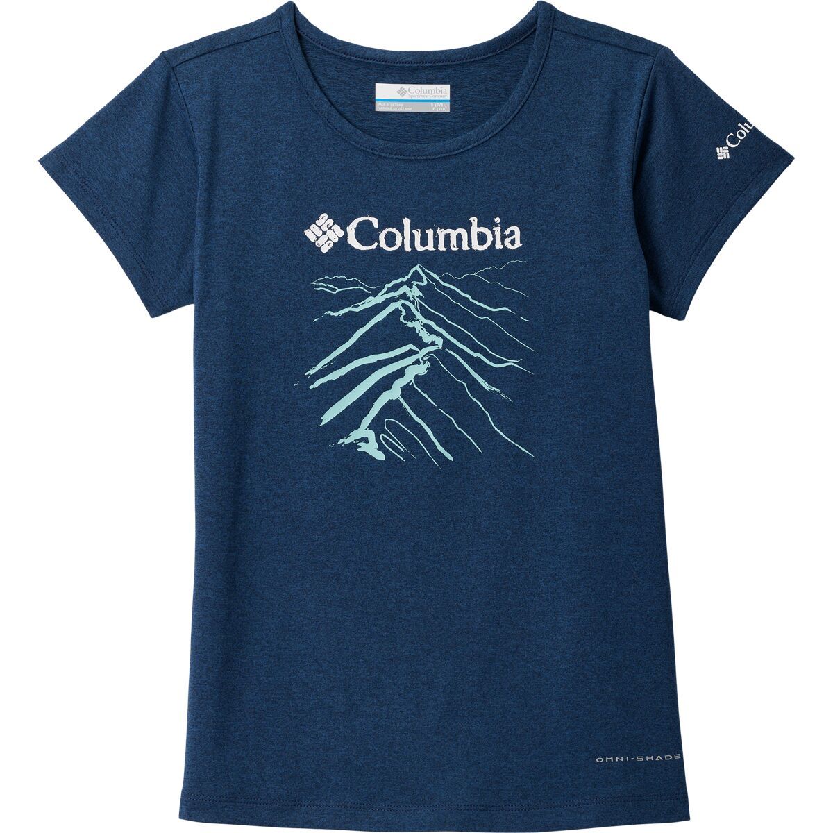 Columbia Tech Trail Short-Sleeve Graphic Shirt - Girls' Collegiate Navy Heather/Ridge Line Life, S
