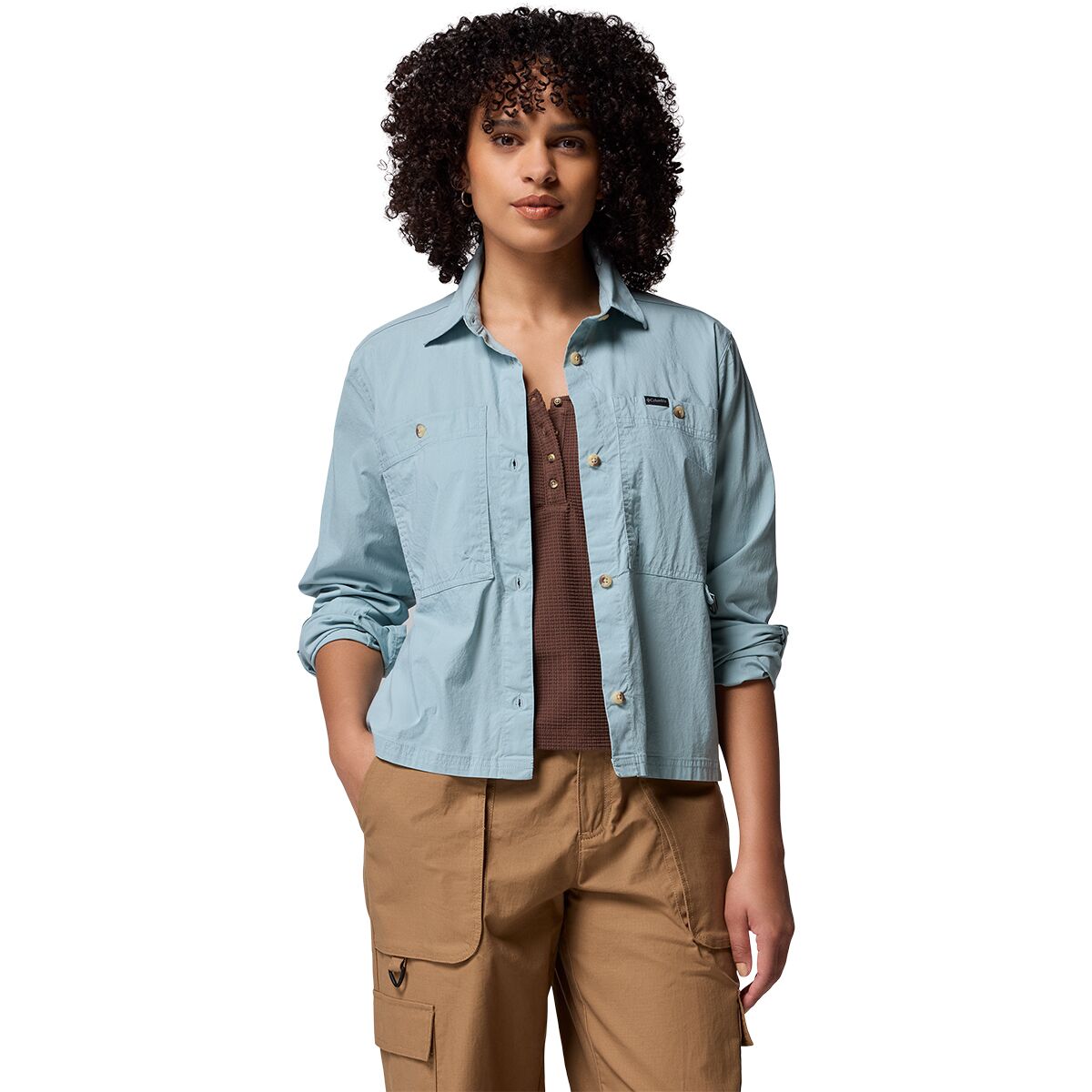 Image of Columbia Brea Falls Woven Long-Sleeve Shirt - Women's Crushed Blue, L