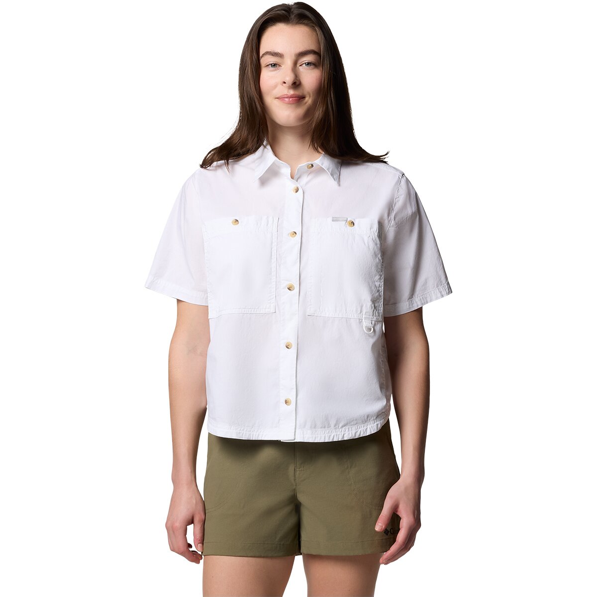 Columbia Brea Falls Woven Short-Sleeve - Women's White, L