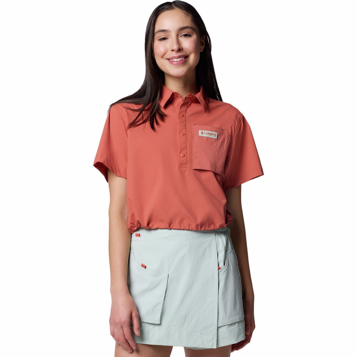 Columbia Cove Beach Woven Cropped Shirt - Women's Mars, XL