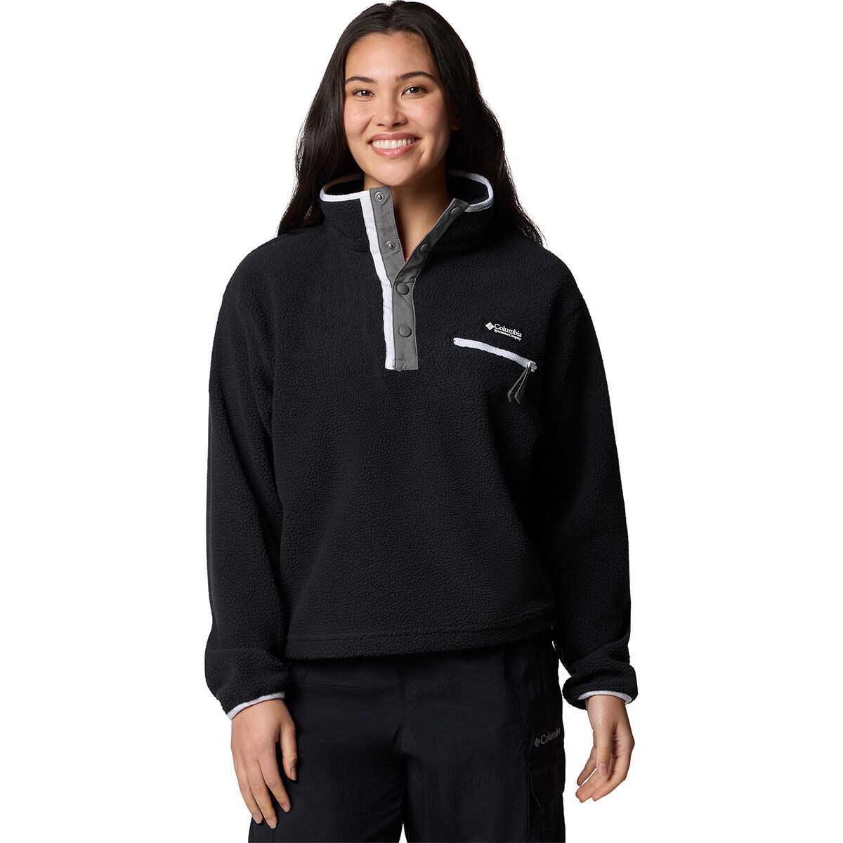 Image of Columbia Helvetia II Cropped 1/2-Snap Fleece Pullover - Women's Black, L