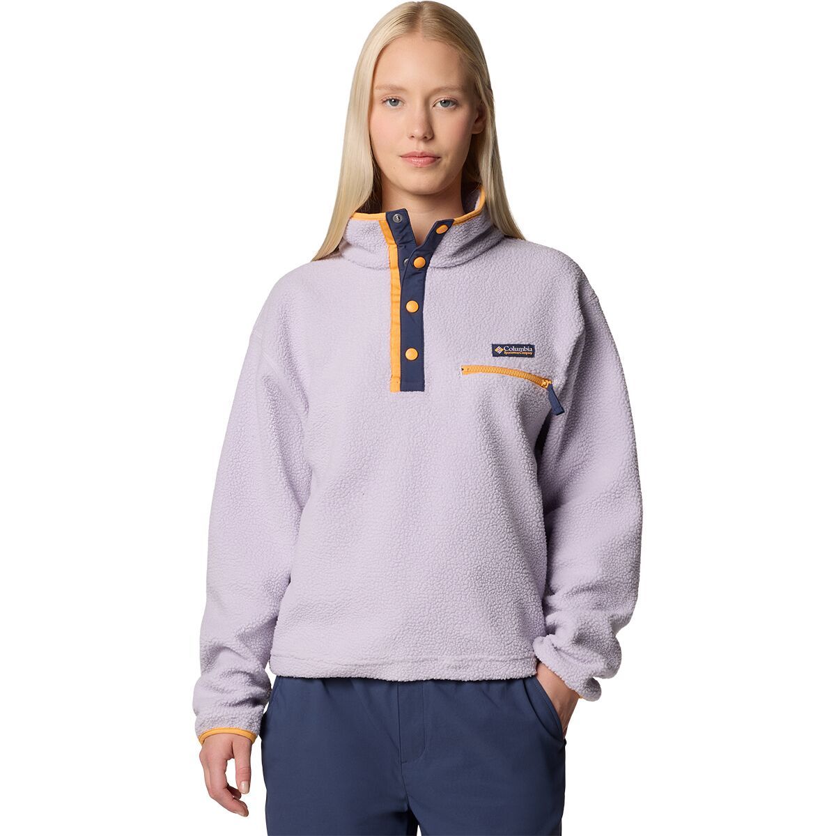 Image of Columbia Helvetia II Cropped 1/2-Snap Fleece Pullover - Women's Lavender Pearl, XL